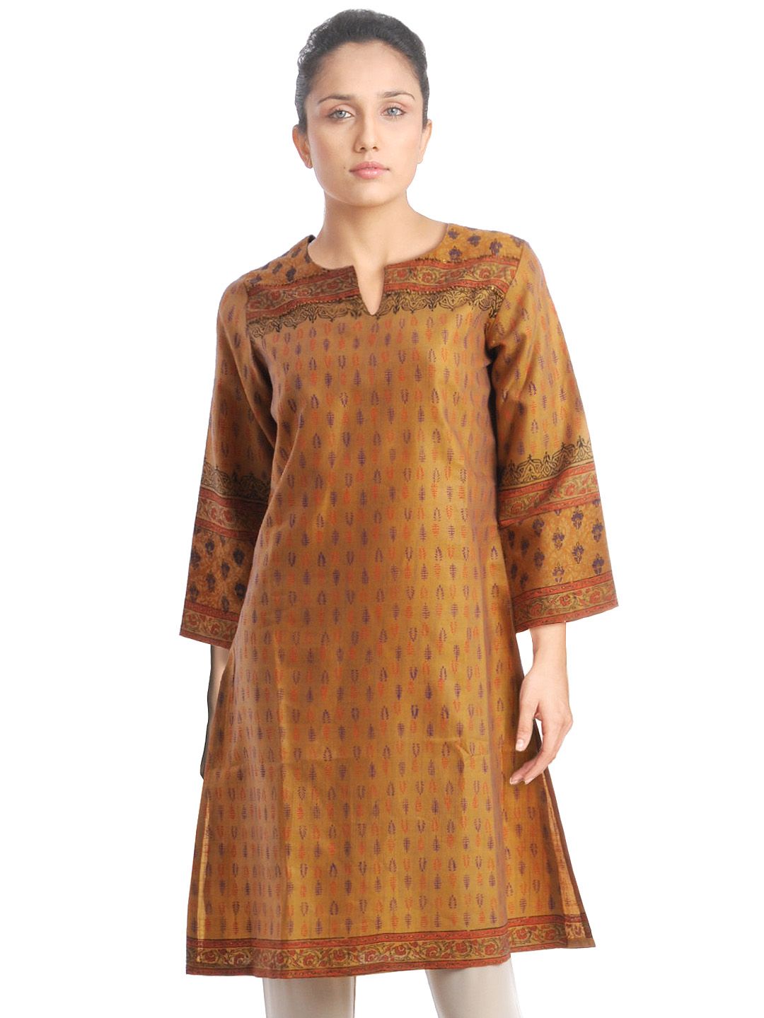 Diva Women Printed Mustard Kurta