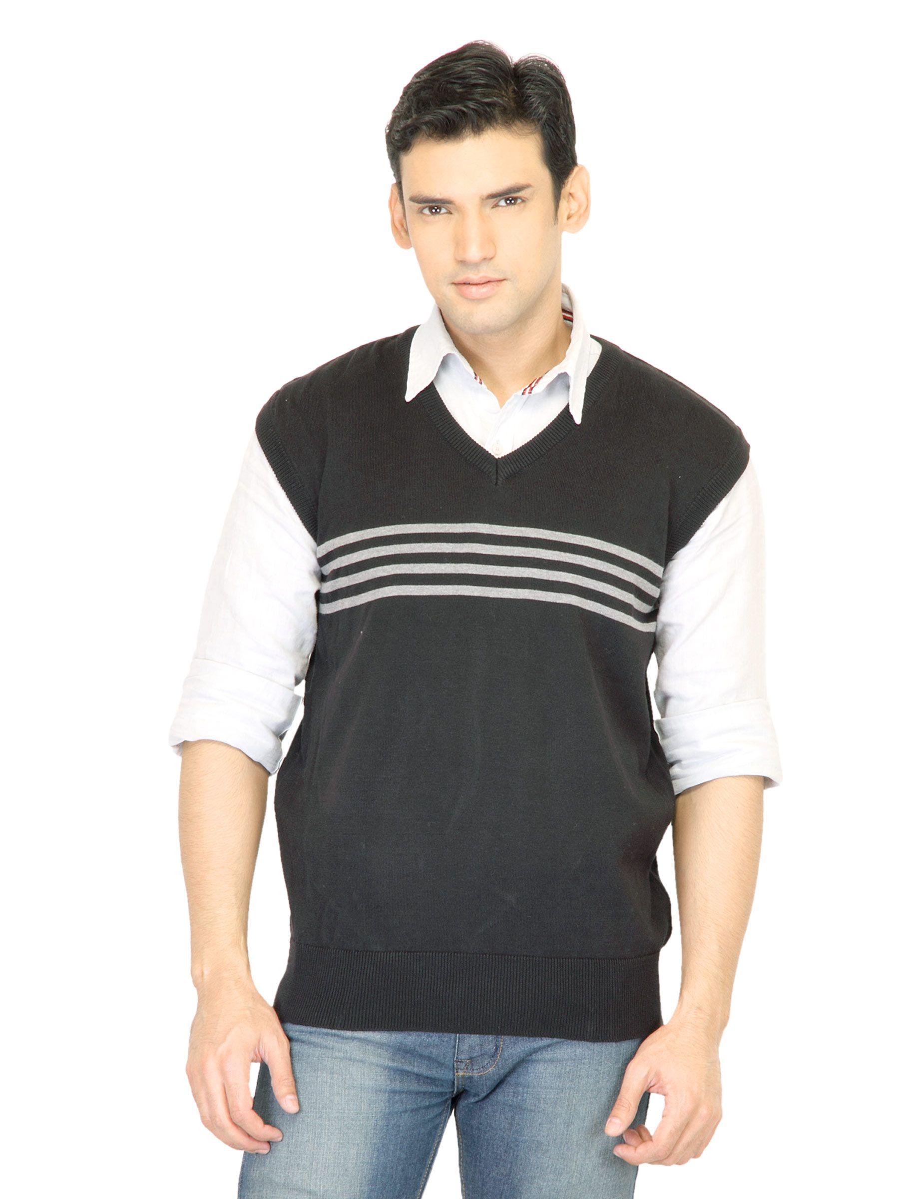 Genesis Men Solid Black Sweater