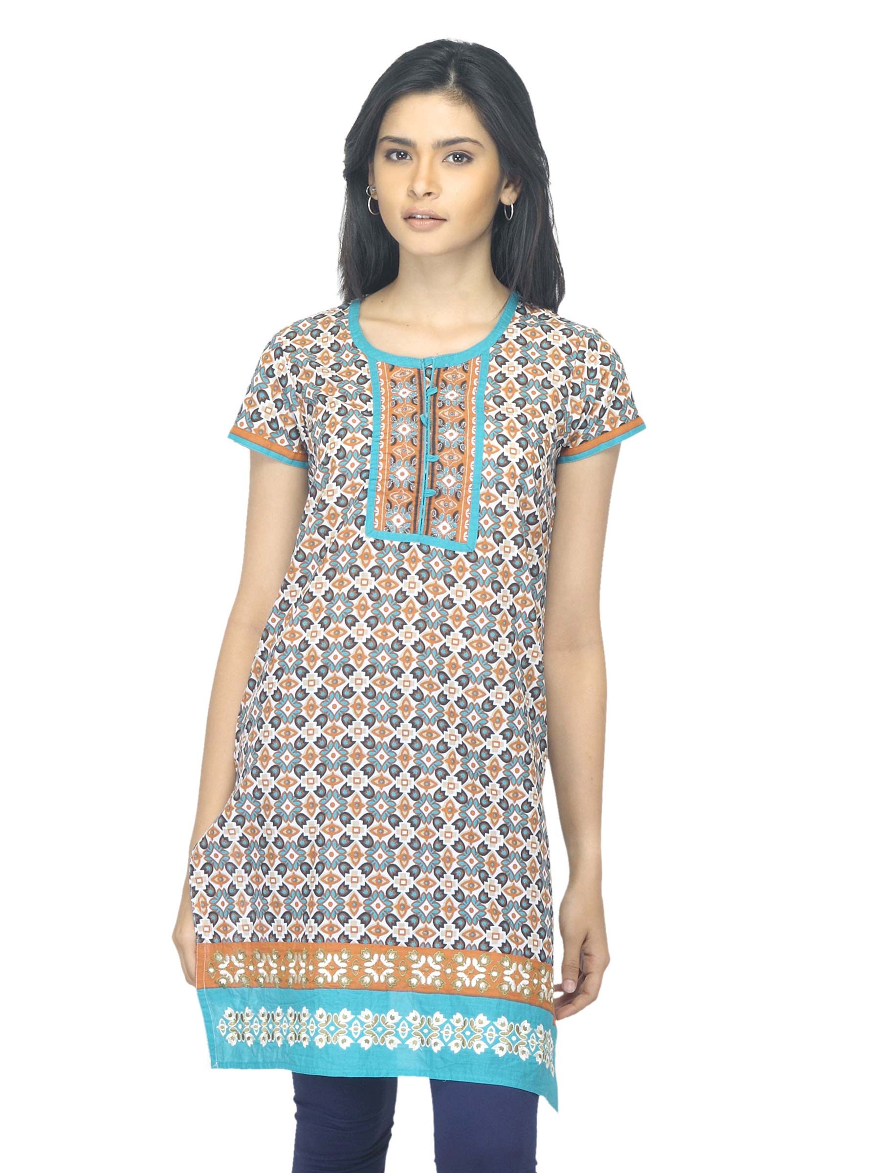 Folklore Women Printed Brown Kurta