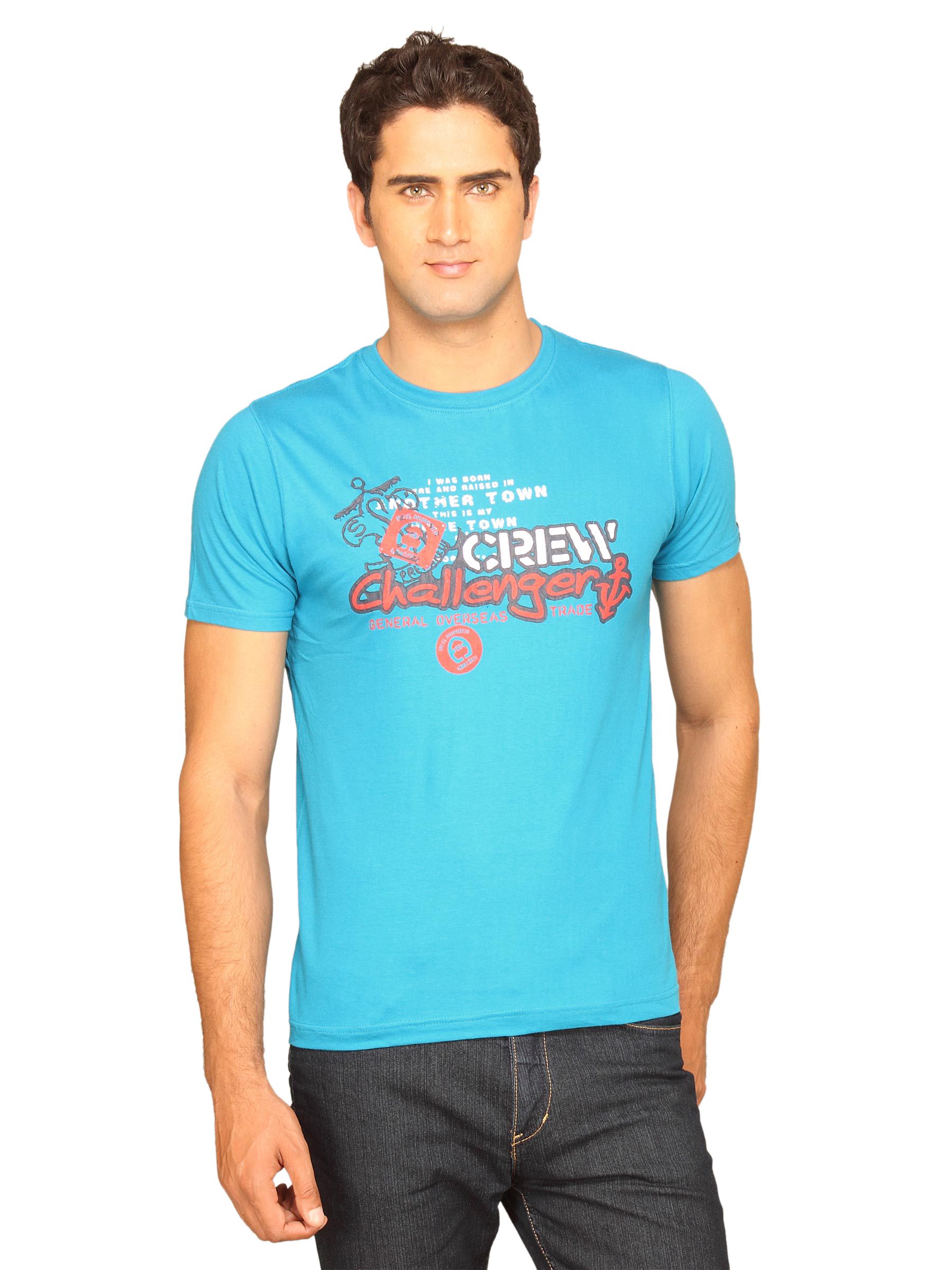 Probase Men's Crack Print Crew Challenger Blue T-shirt