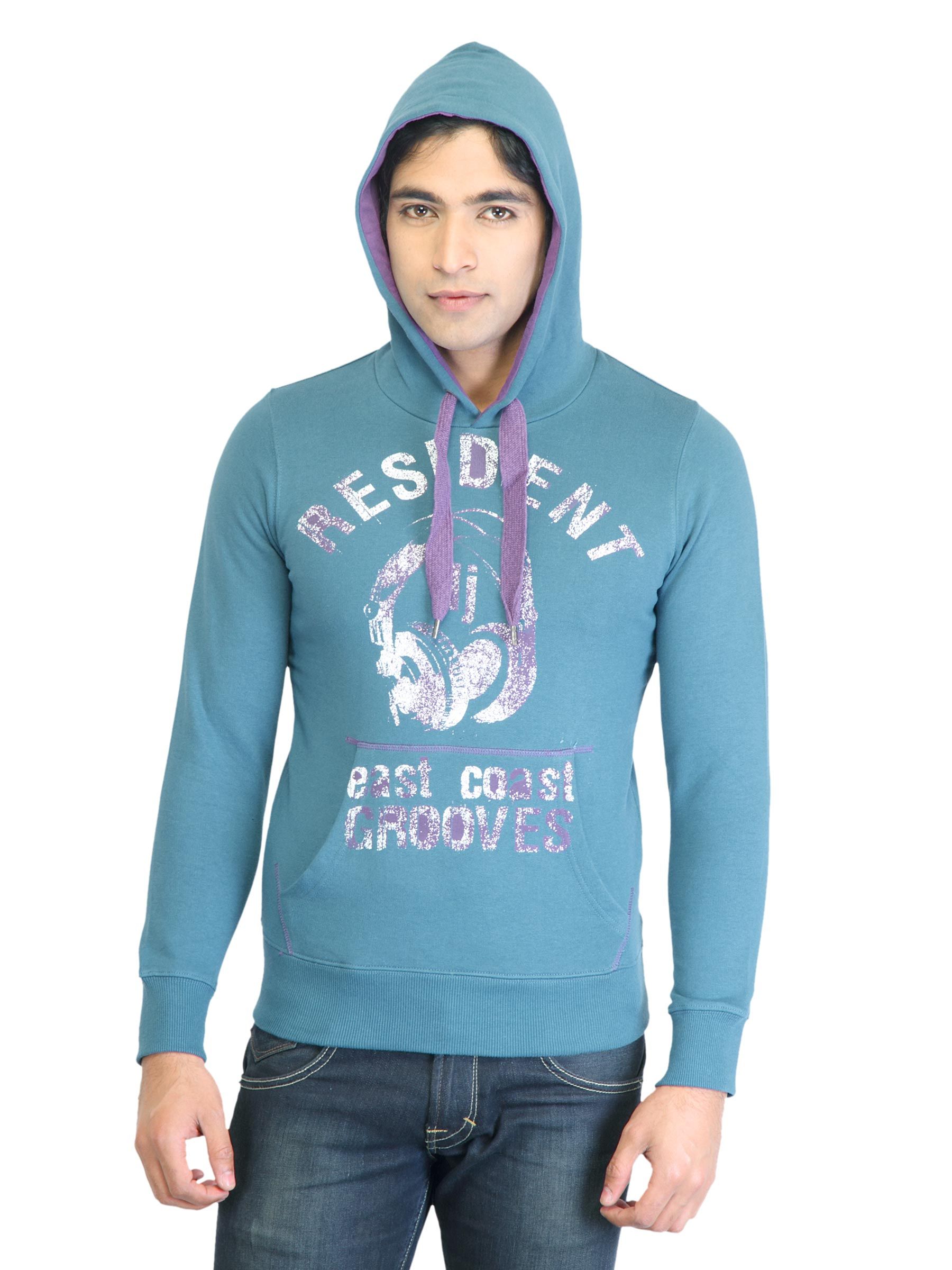 United Colors of Benetton Men Blue Printed Sweatshirt