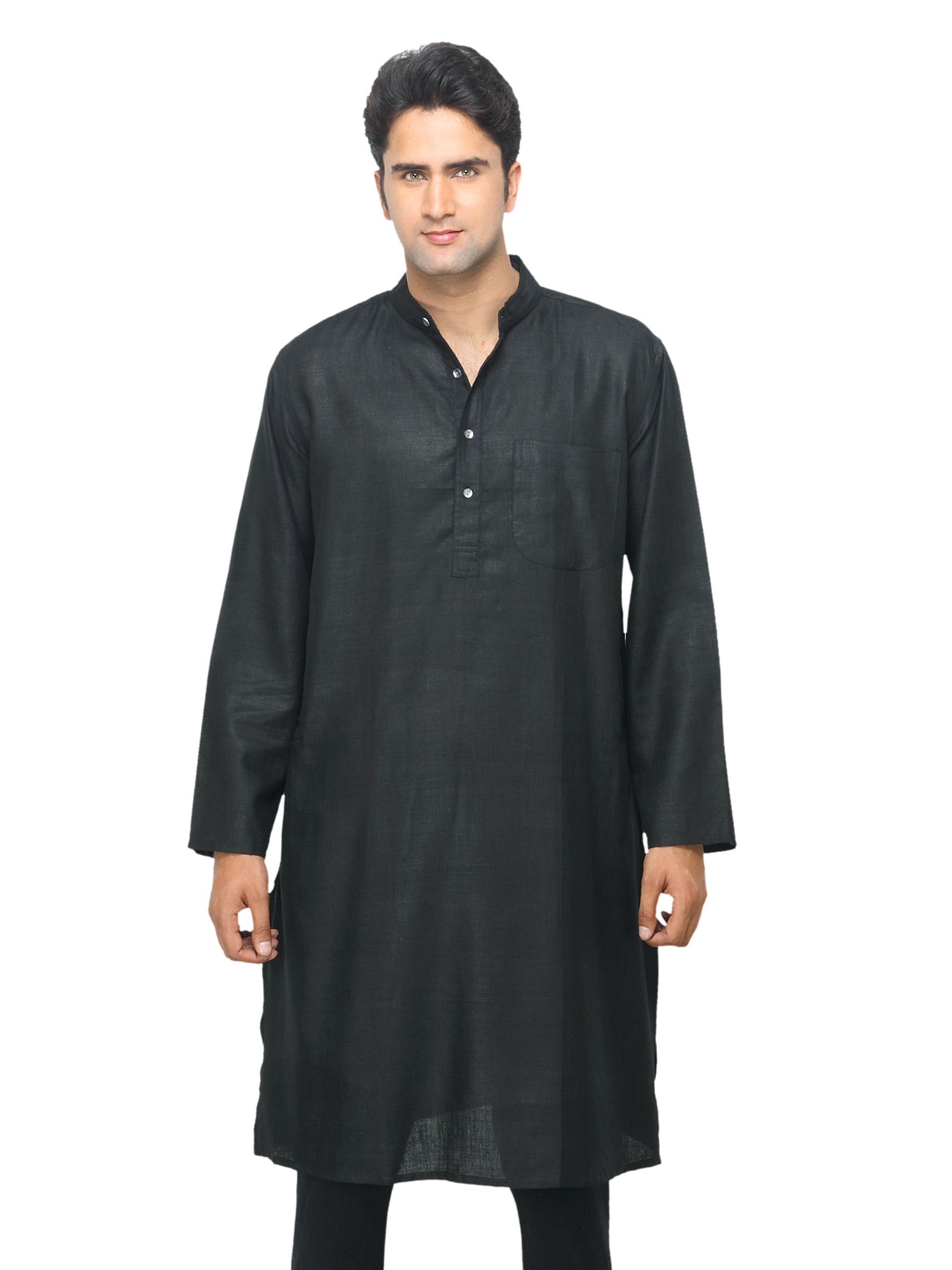 Fabindia Men Black Silk Kurta