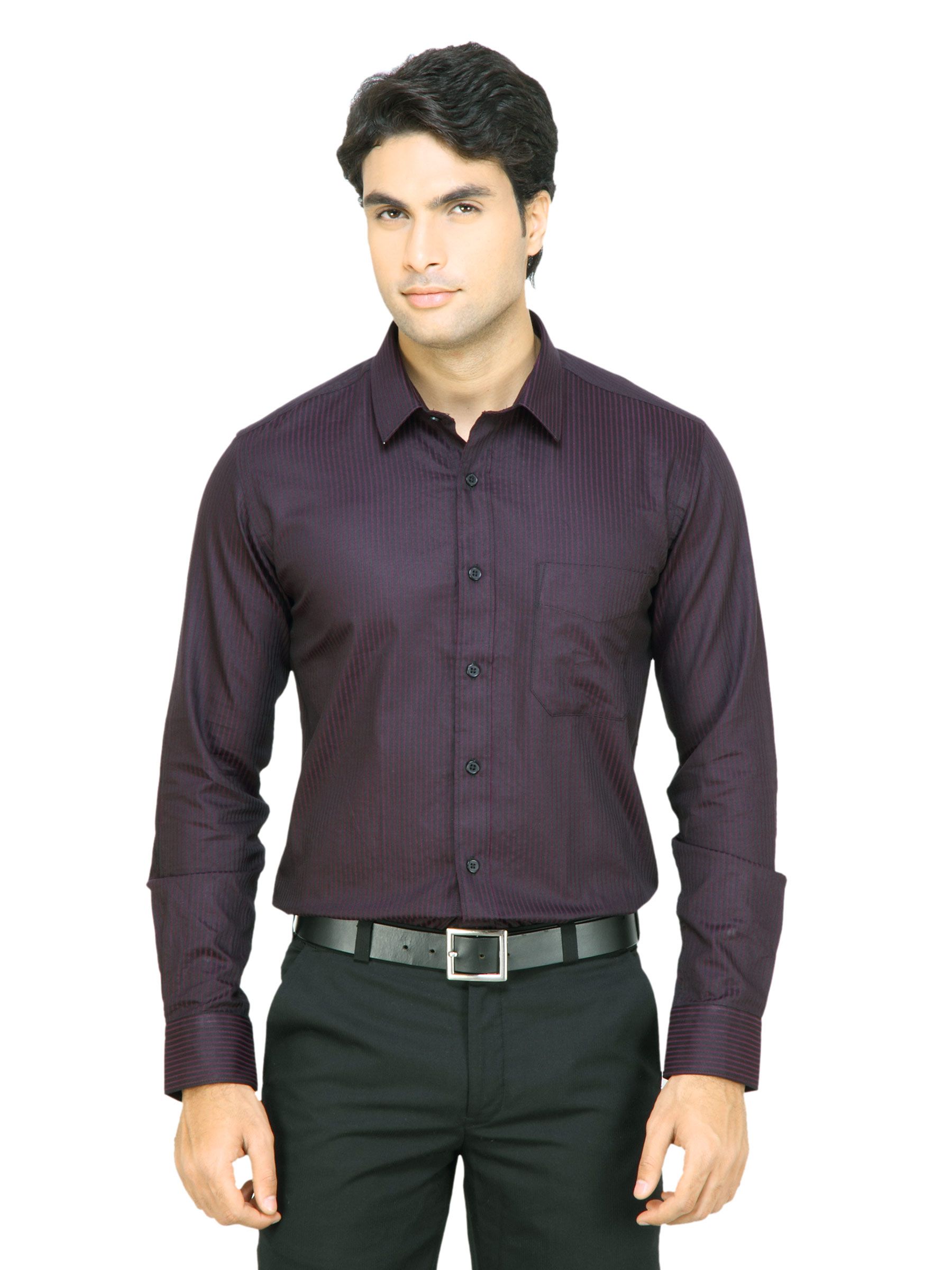 Black coffee Men Purple Slim Fit Shirt