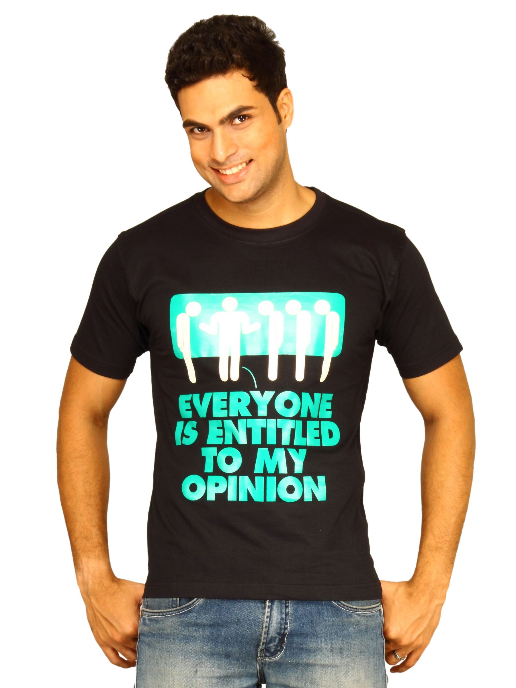 Myntra Men's Everyone Entitled Black T-shirt