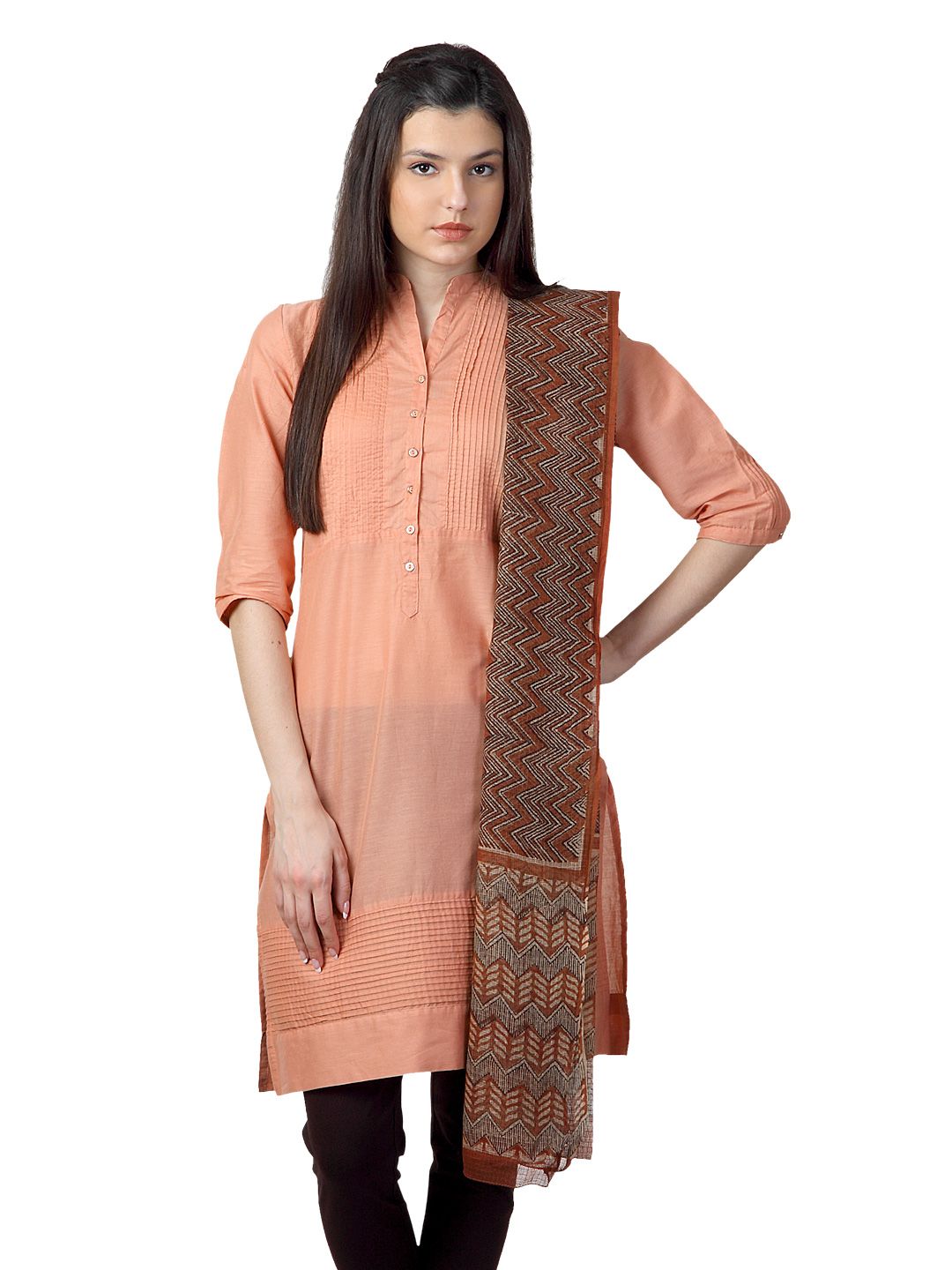 Fabindia Red Hand Printed Kota Dupatta