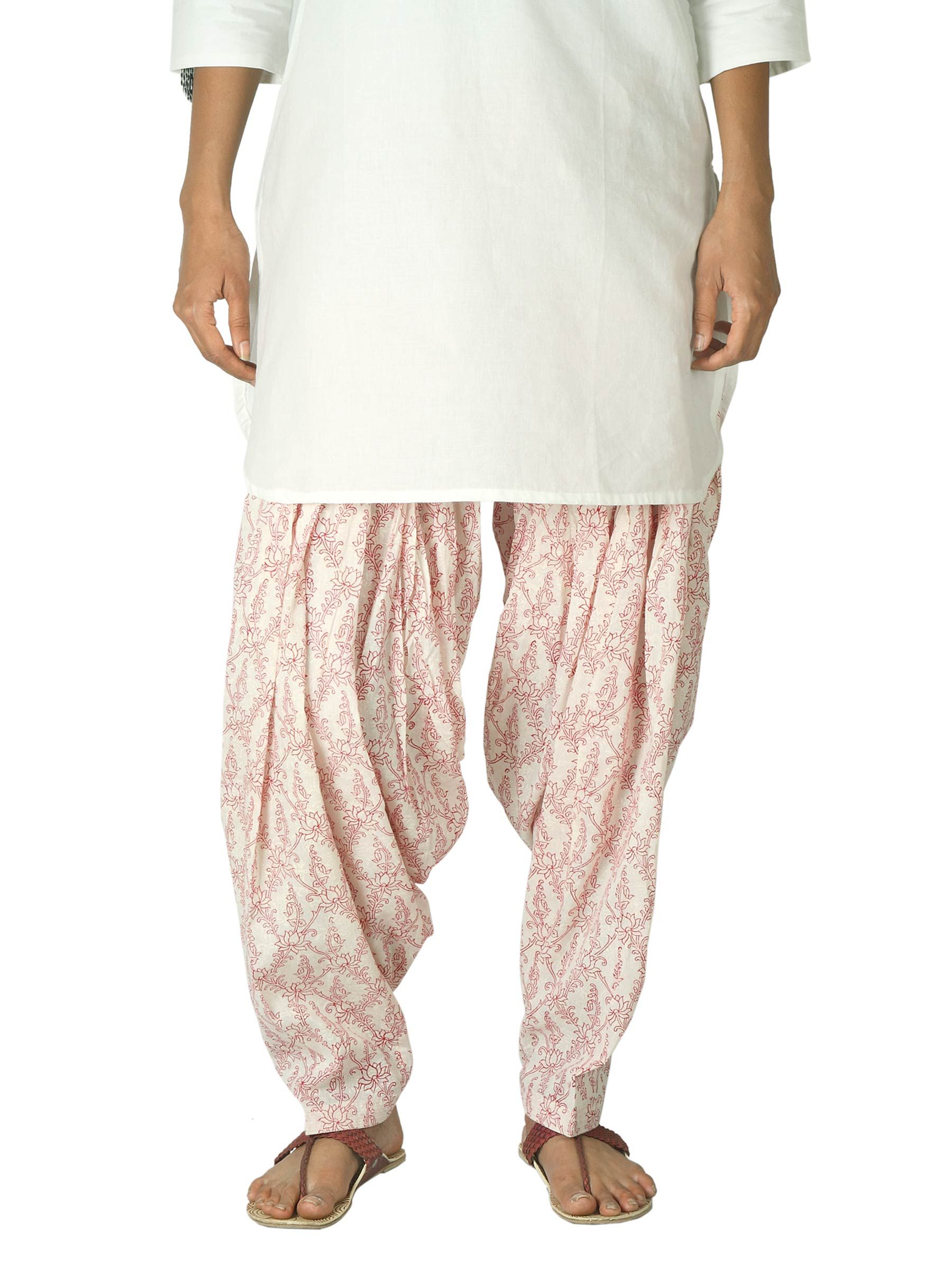 Fabindia Women Printed White & Red Patiala