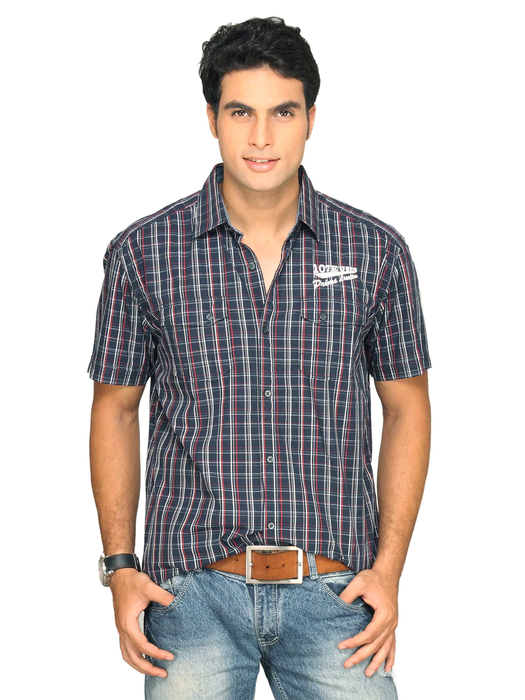s.Oliver Men White Red Checks Shirt