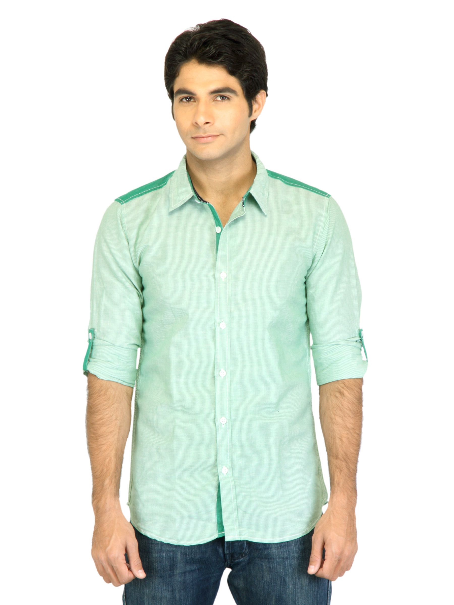 Probase Men Stripes Green Shirt