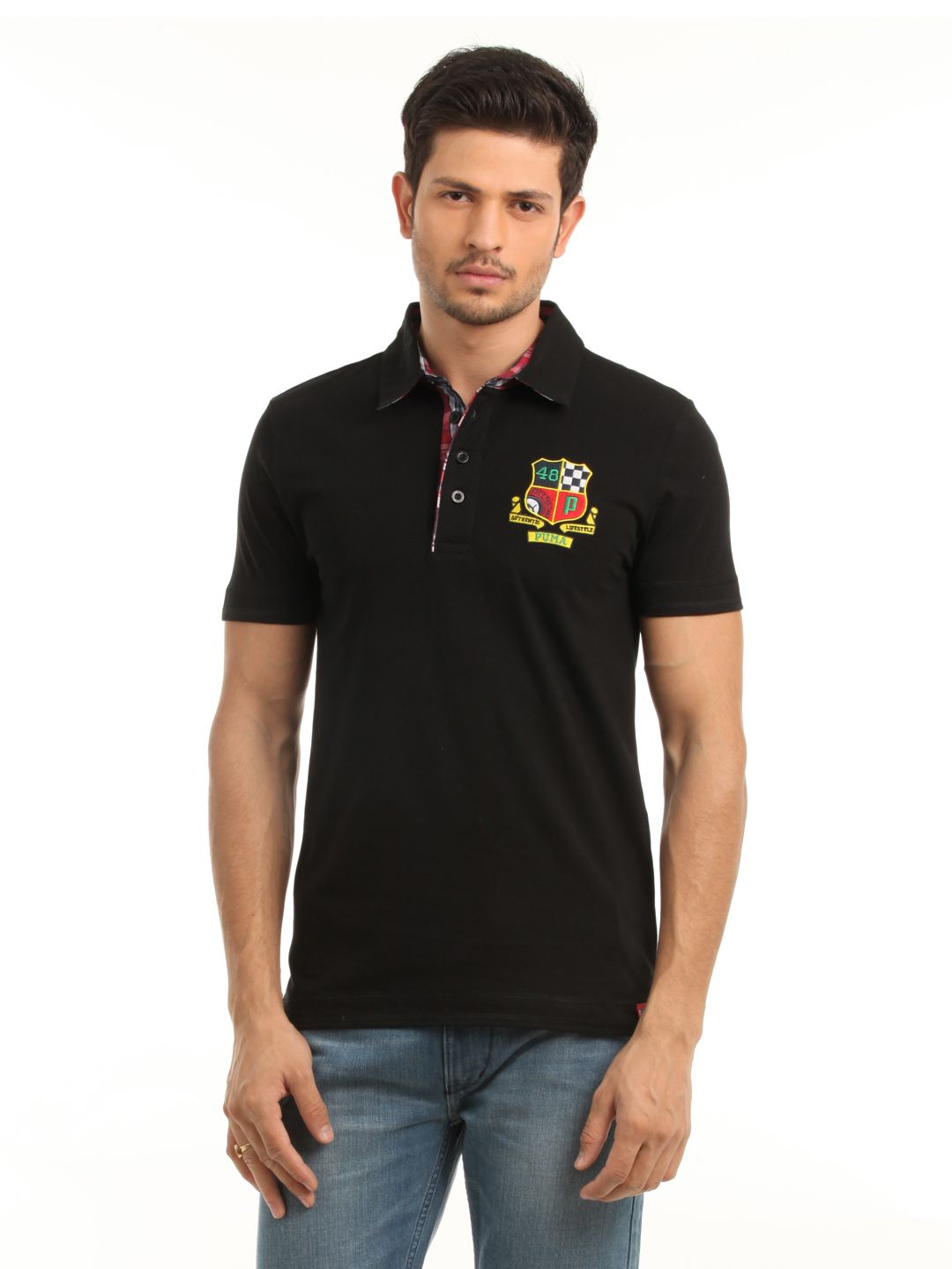 Puma Men Black Polo T-shirt