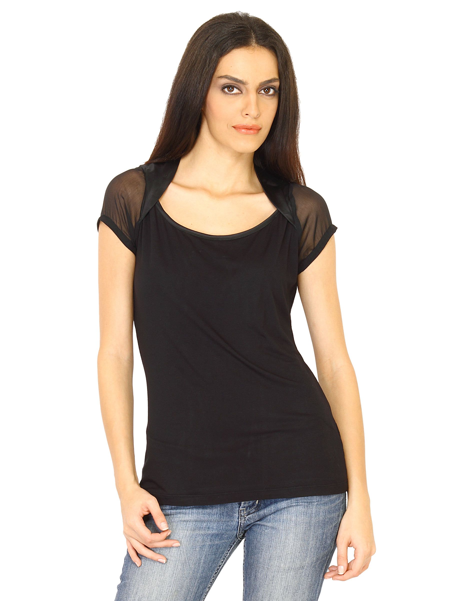 United Colors of Benetton Women Solid Black Tops
