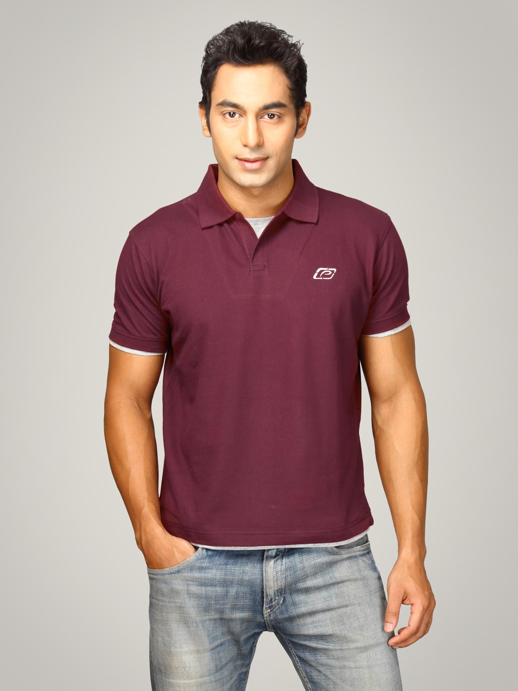 Proline Men Burgundy Polo T-shirt