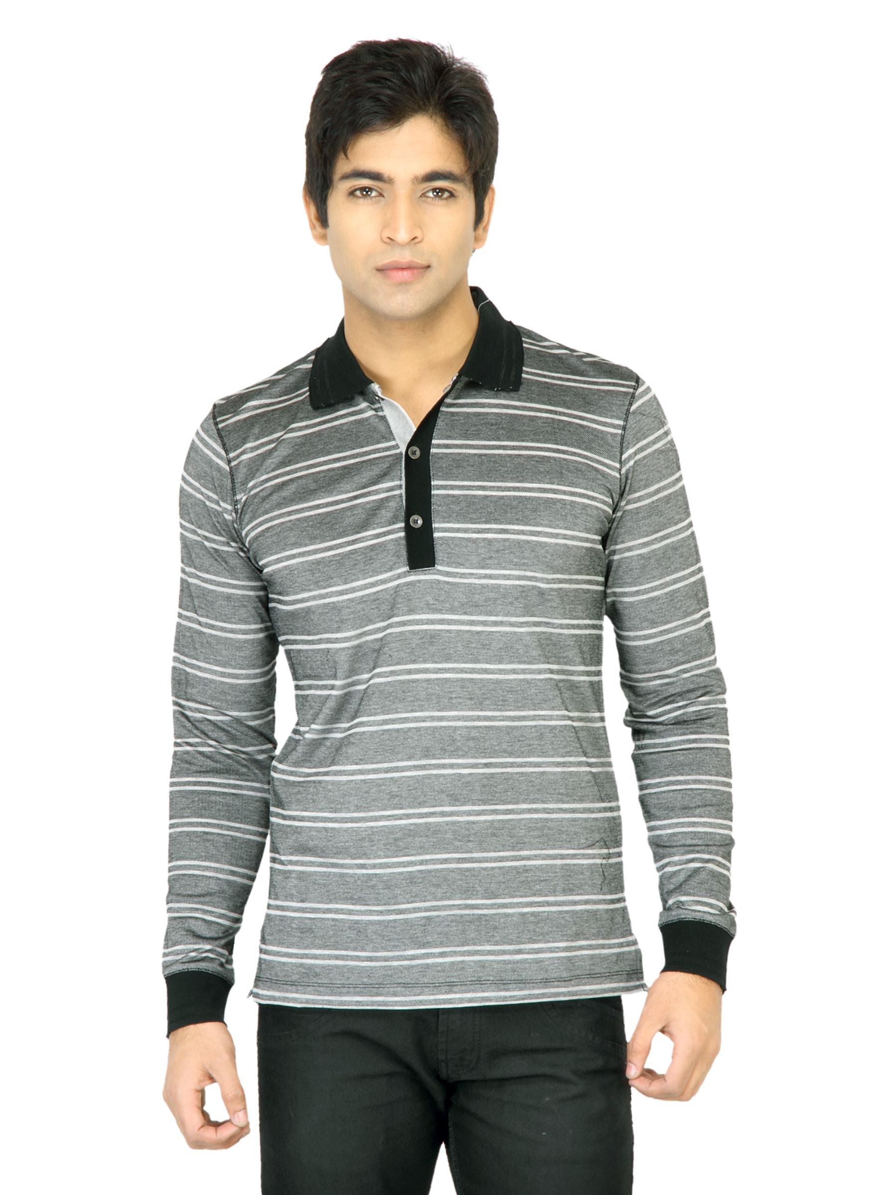 United Colors of Benetton Men Striped Black TShirt