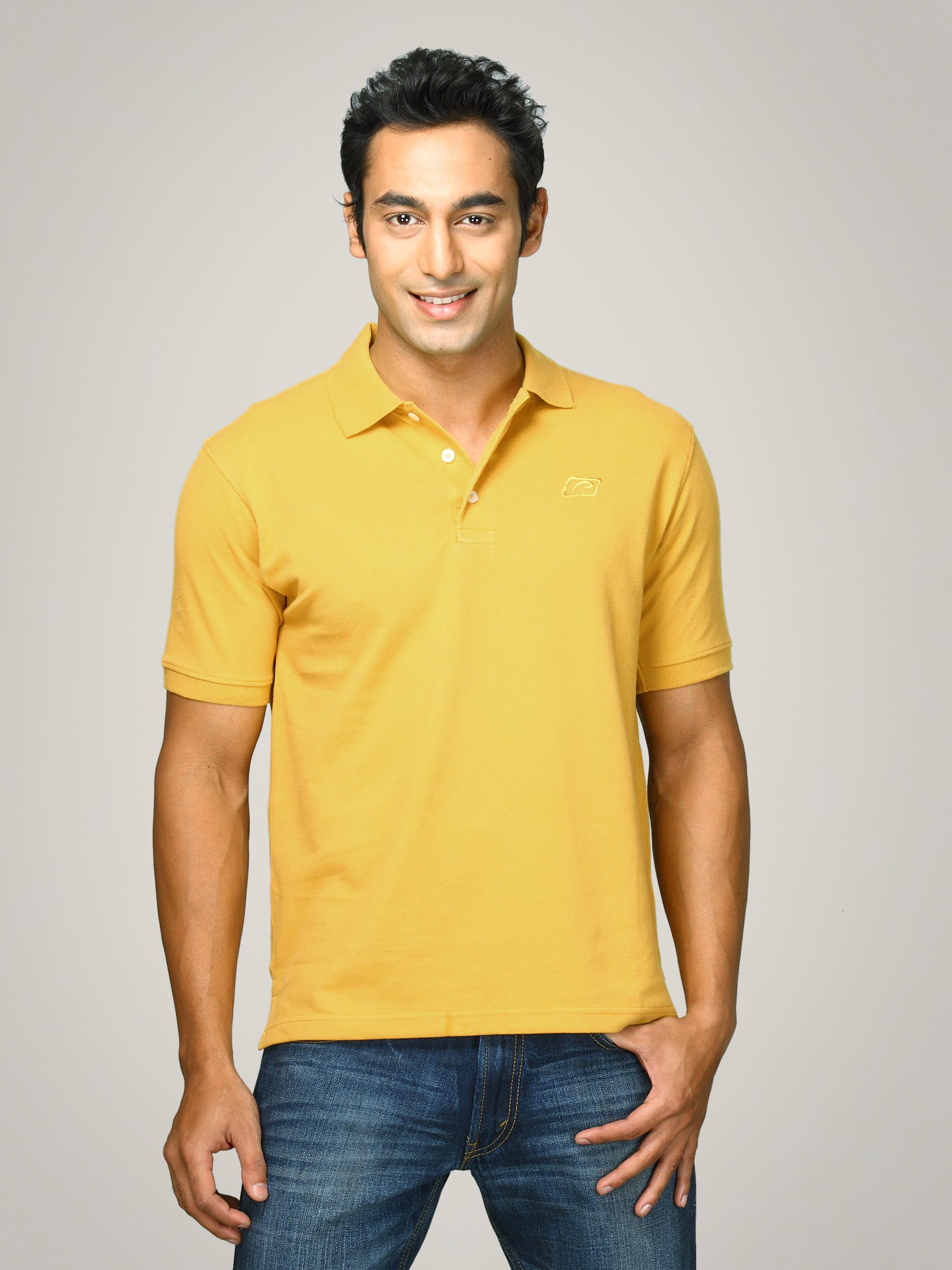Proline Men Yellow Polo T-shirt