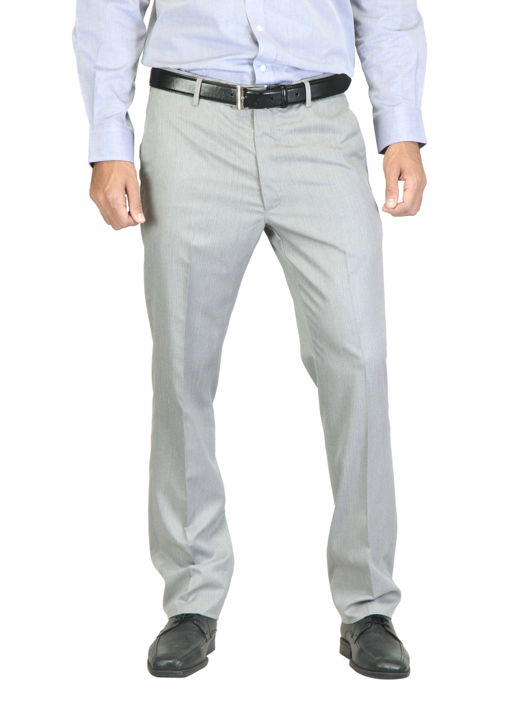 Arrow Men Grey Striped Trousers