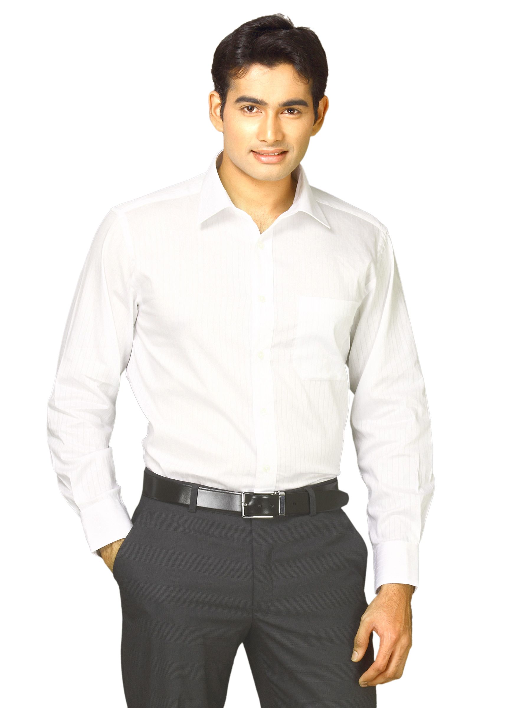 John Miller Men White Self Structure Shirts