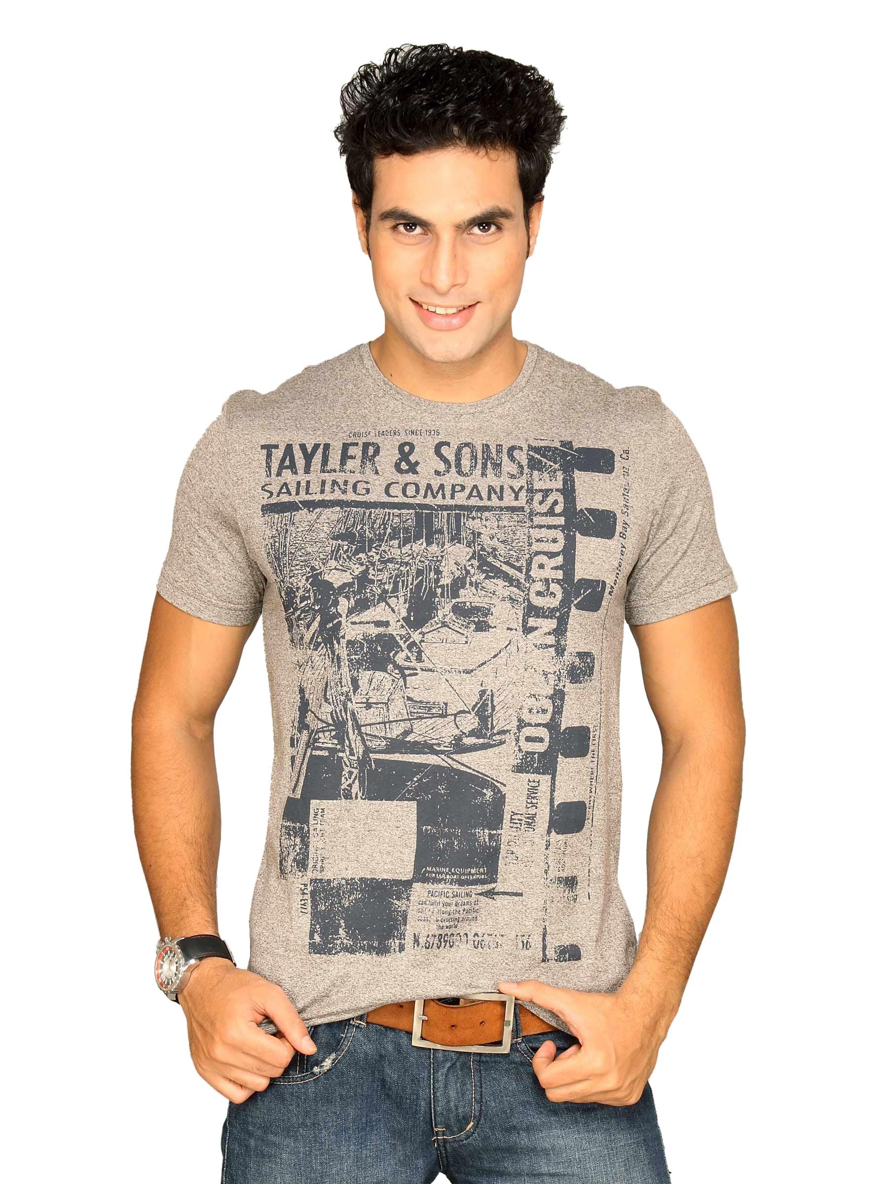 UCB Men's Milange Effect Brown T-shirt