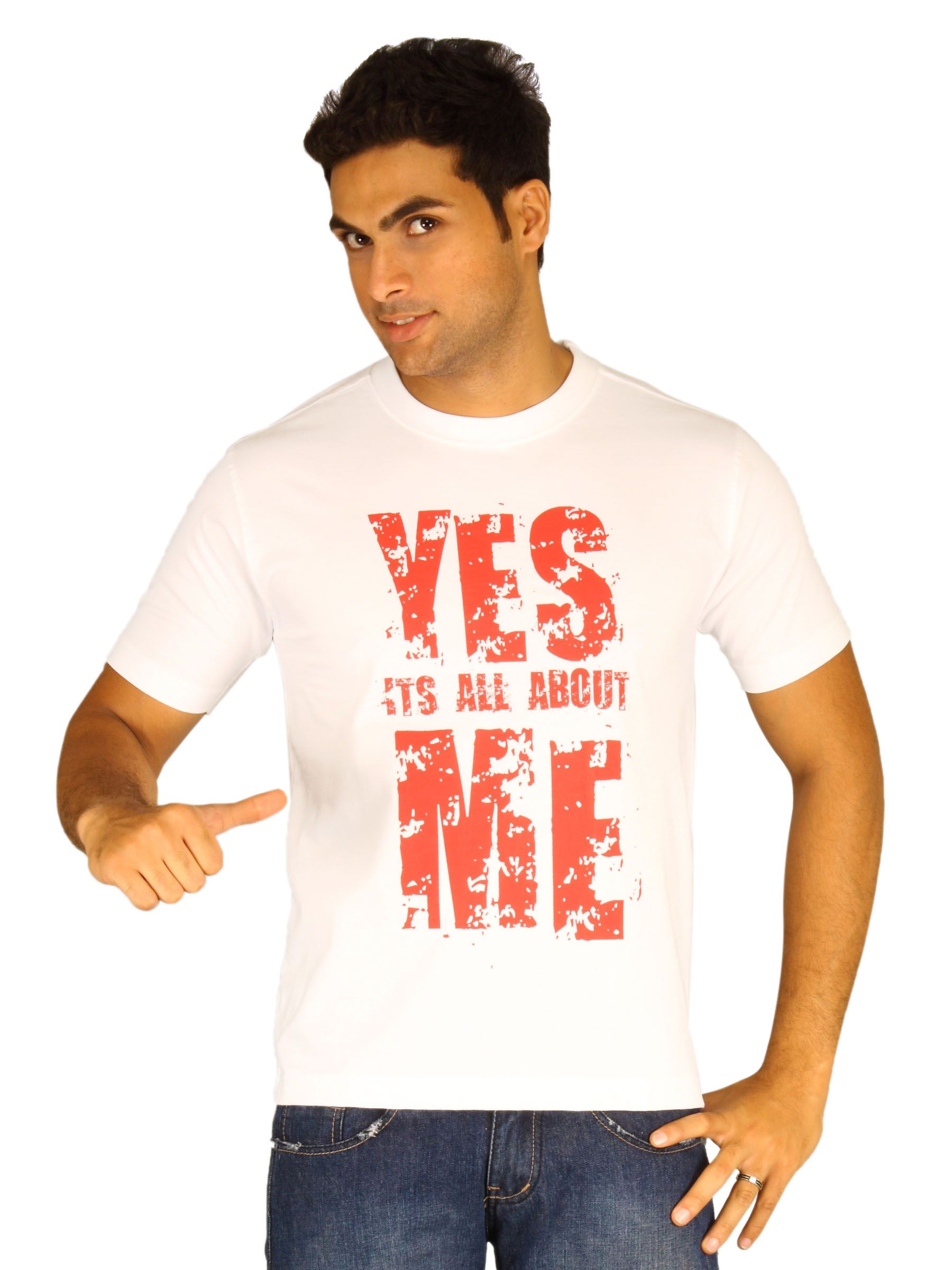 Myntra Men's Yes, its all about me White T-shirt