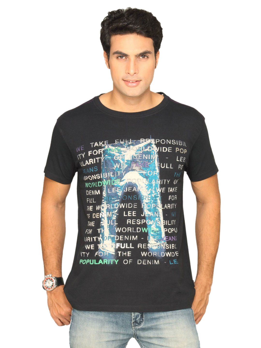 Lee Men's Printed Black T-shirt