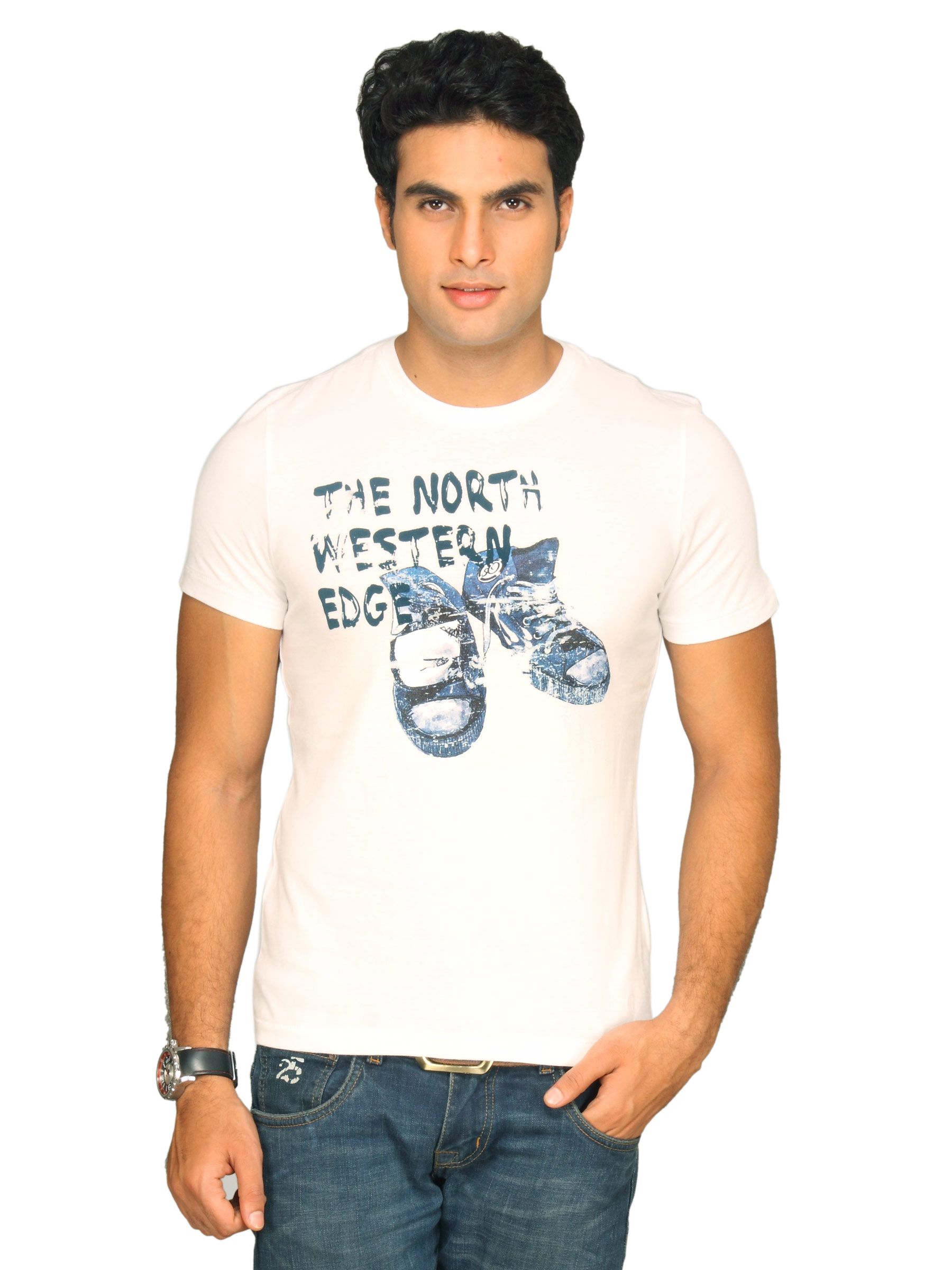 s.Oliver Men's North Western Edge White T-shirt