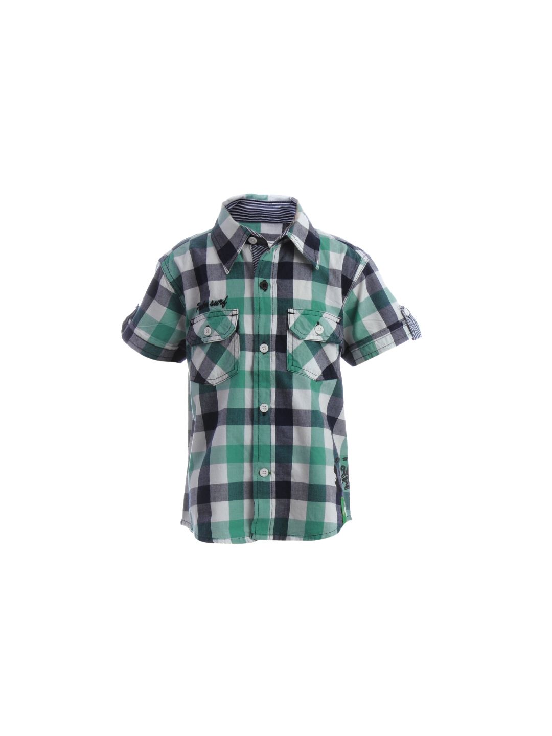 Gini and Jony Boys Check Green Shirt