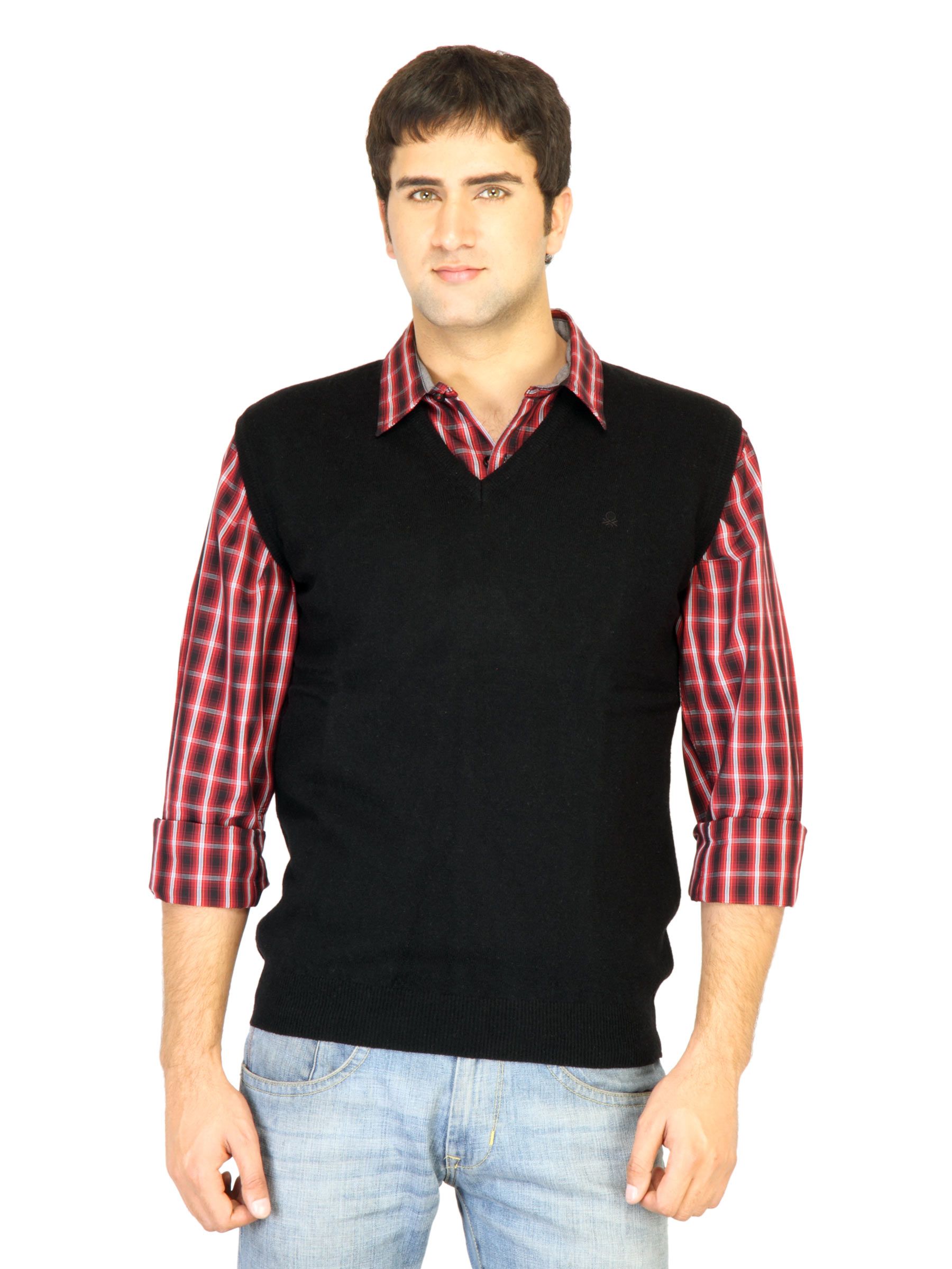 United Colors of Benetton Men Black  Sweater