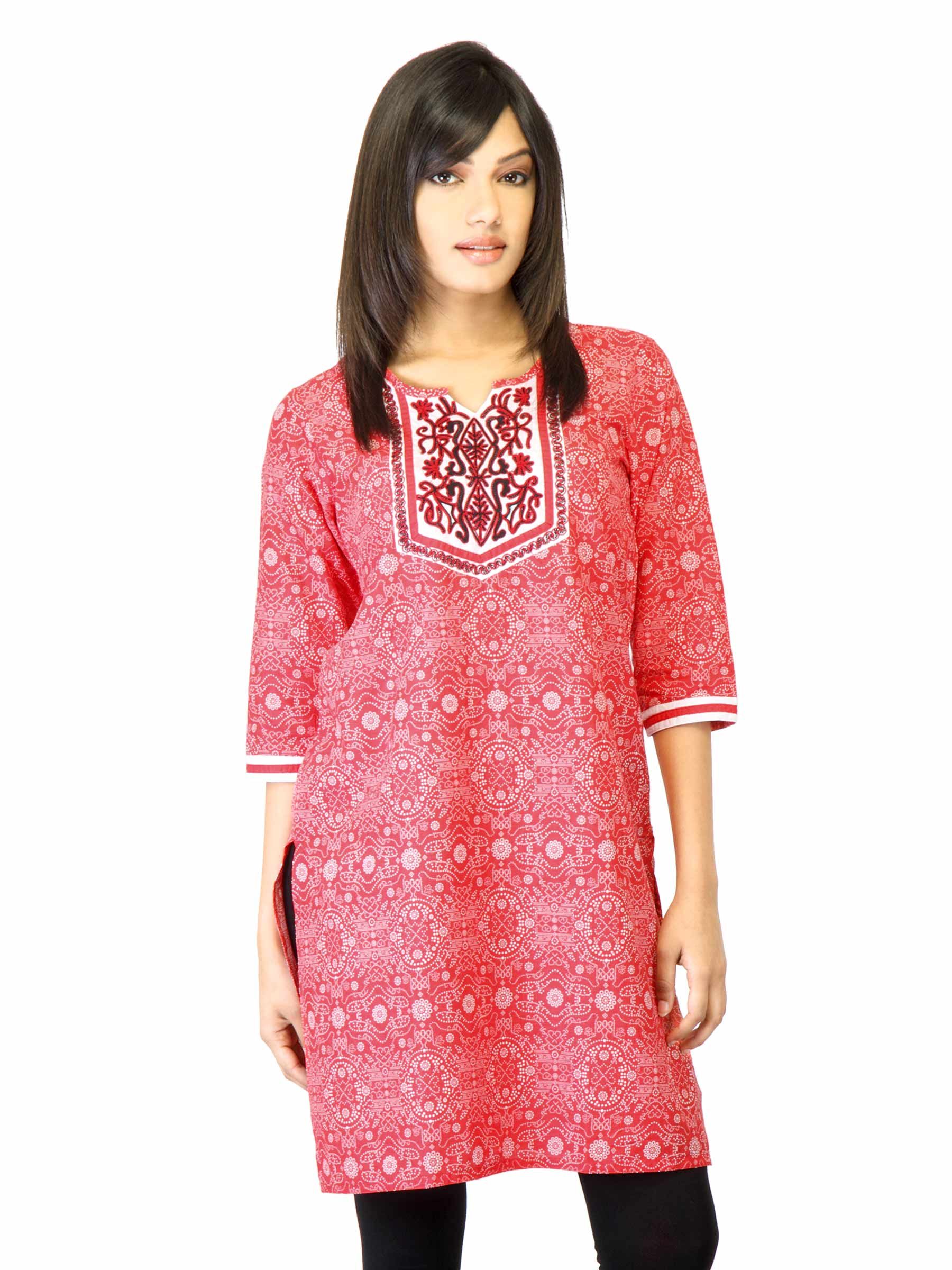 Folklore Women Red Printed Kurta