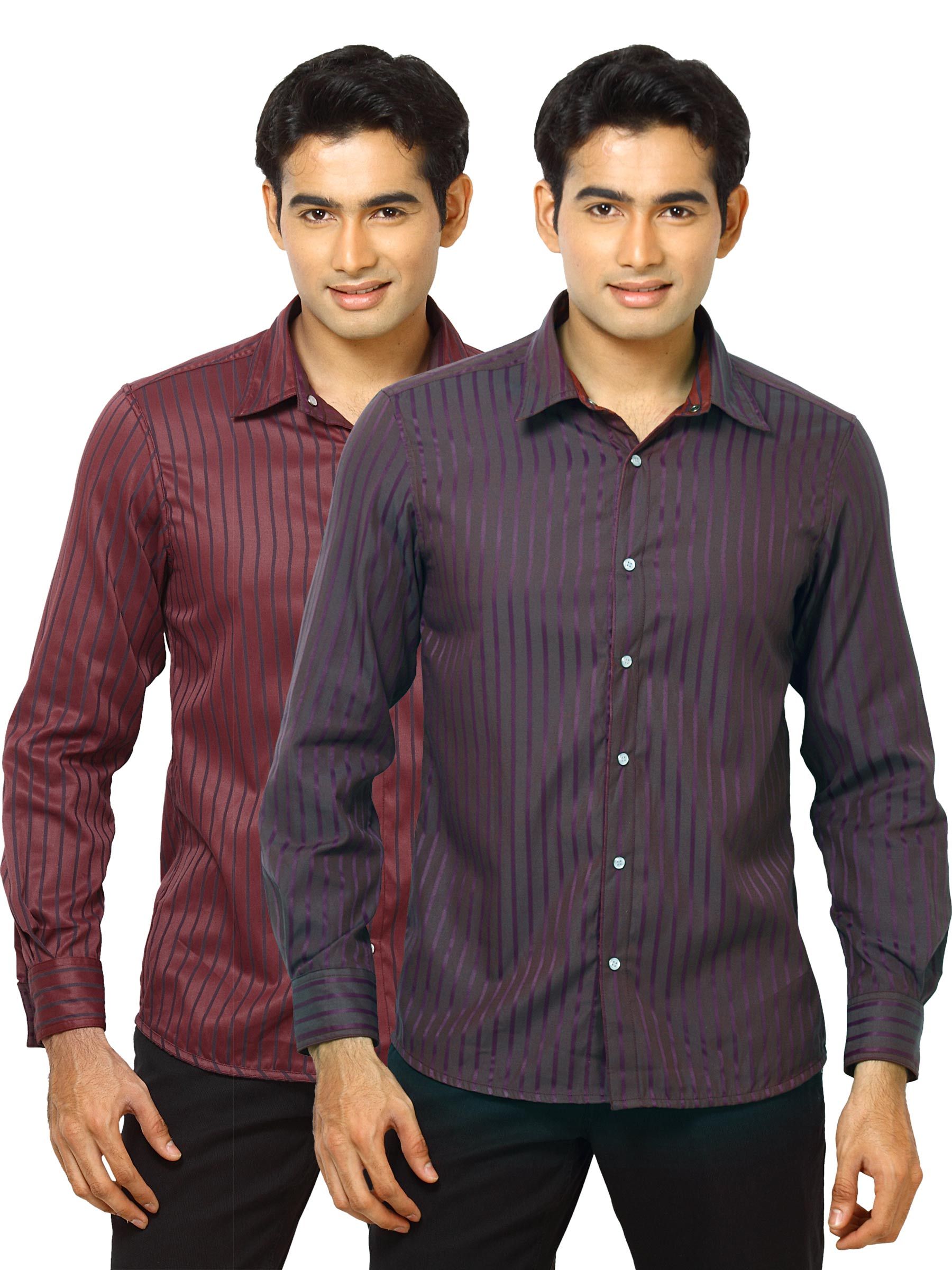 Indigo Nation Men Reversible Bling Maroon Shirt