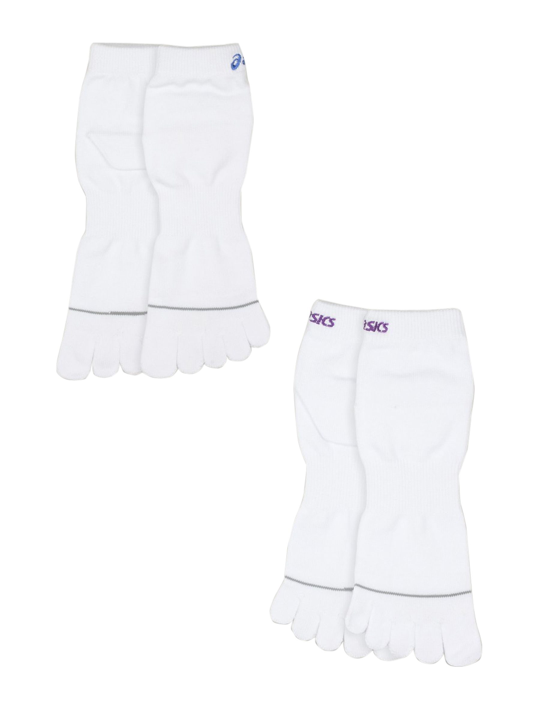 Asics Unisex 2 Pairs 5 Toes SVS White Logo Blue Purple Socks