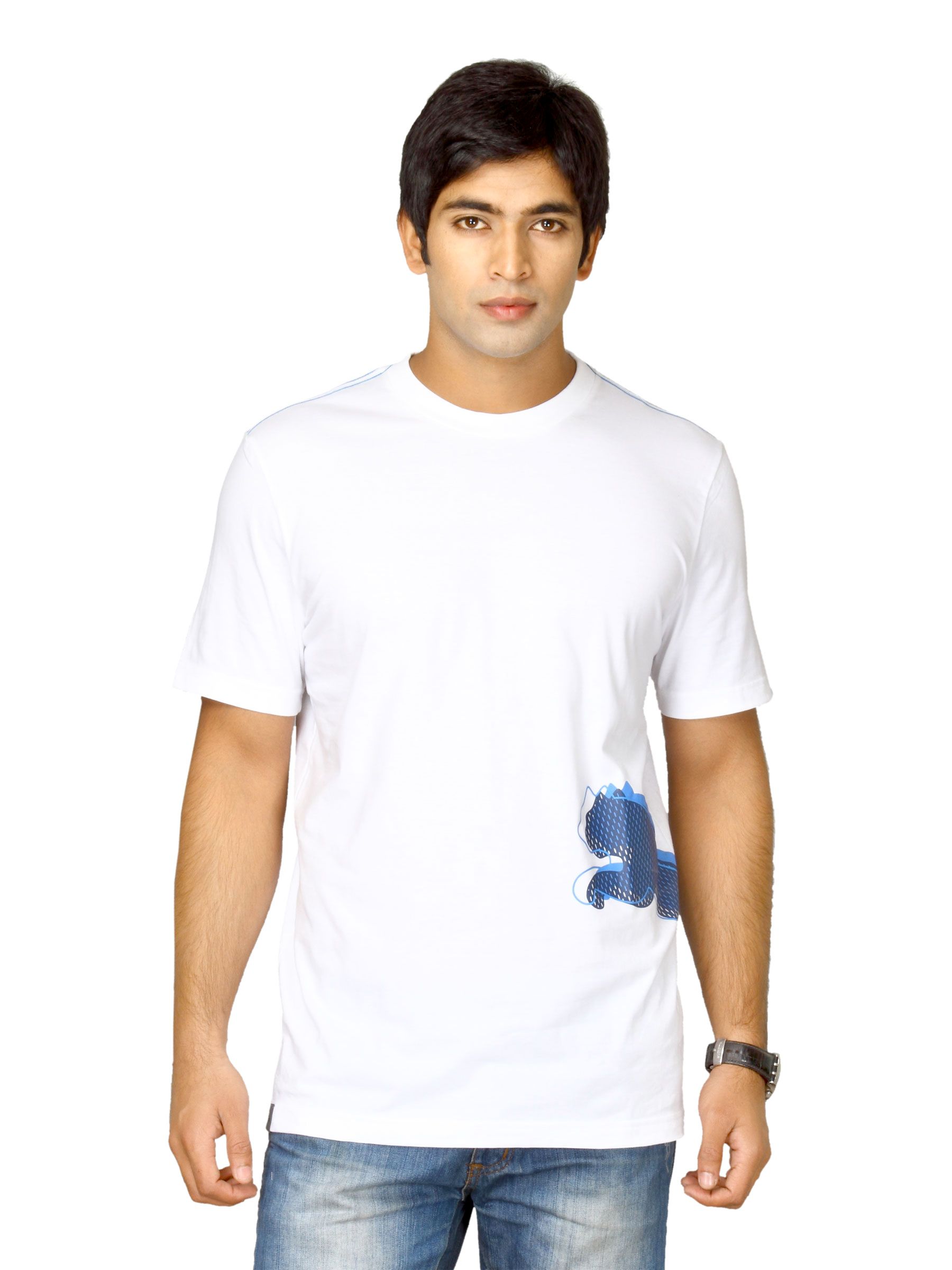 Puma Men's Large Logo Graphic White French T-shirt