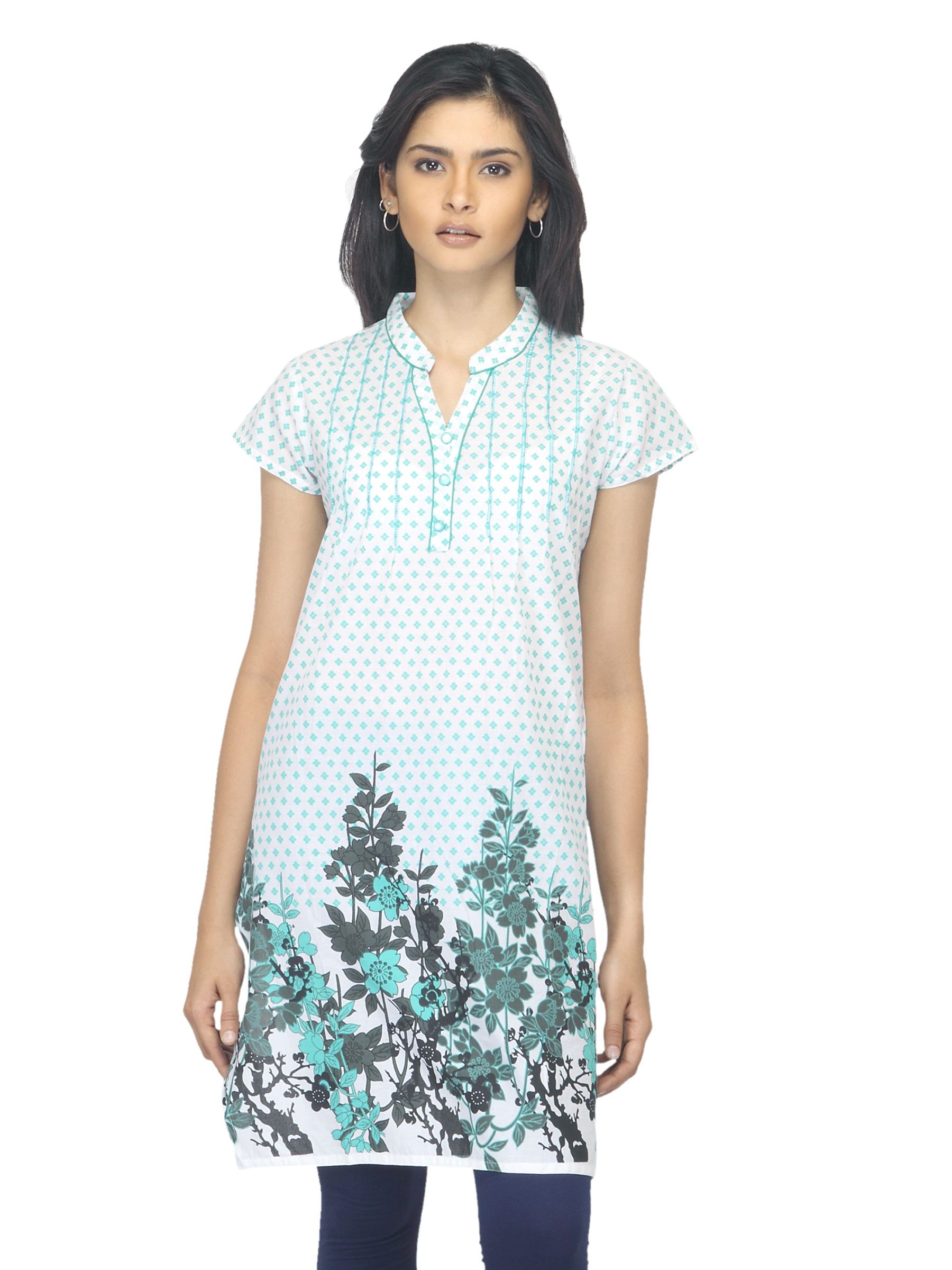 Mumbai Slang Women Printed Turquoise Blue Kurta