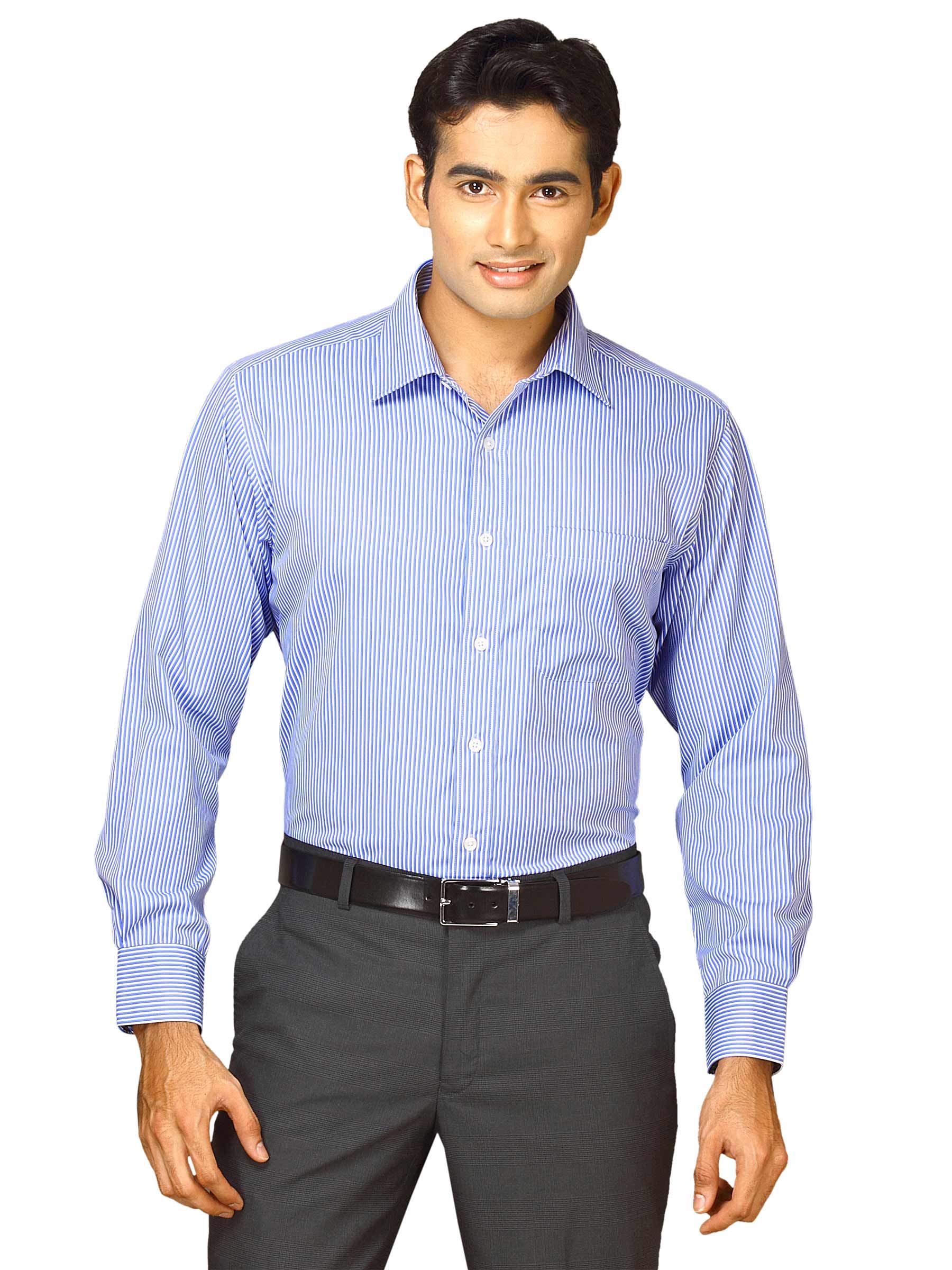 John Miller Men Stripes Blue Blue Shirts