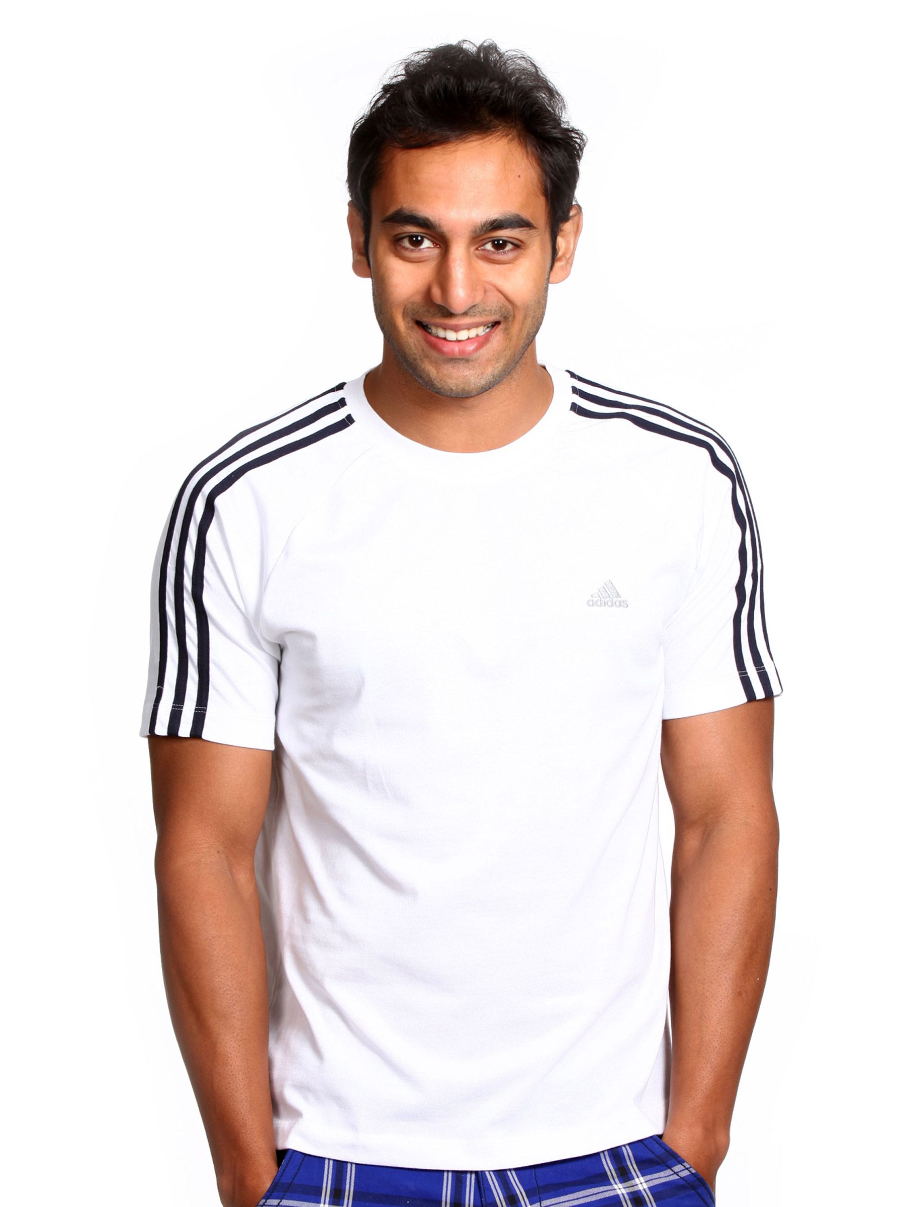 ADIDAS Men Stripe White T-shirt