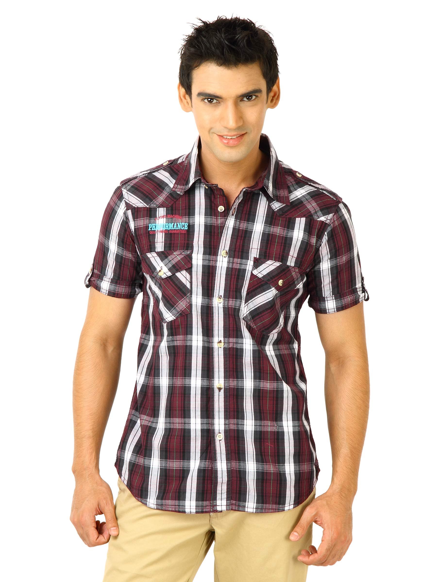 Flying Machine Men Ydc Maroon Shirts