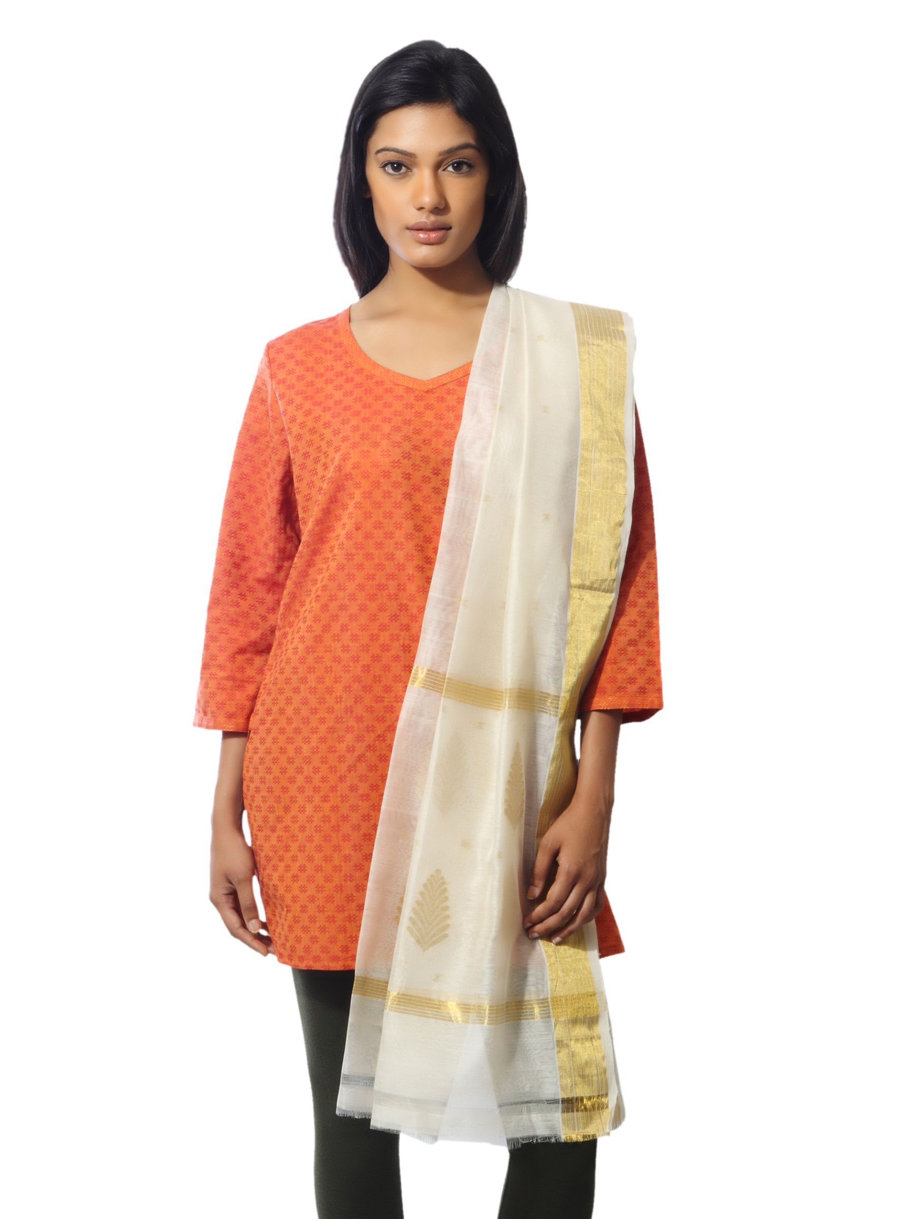 Fabindia Women Off White Chanderi Dupatta