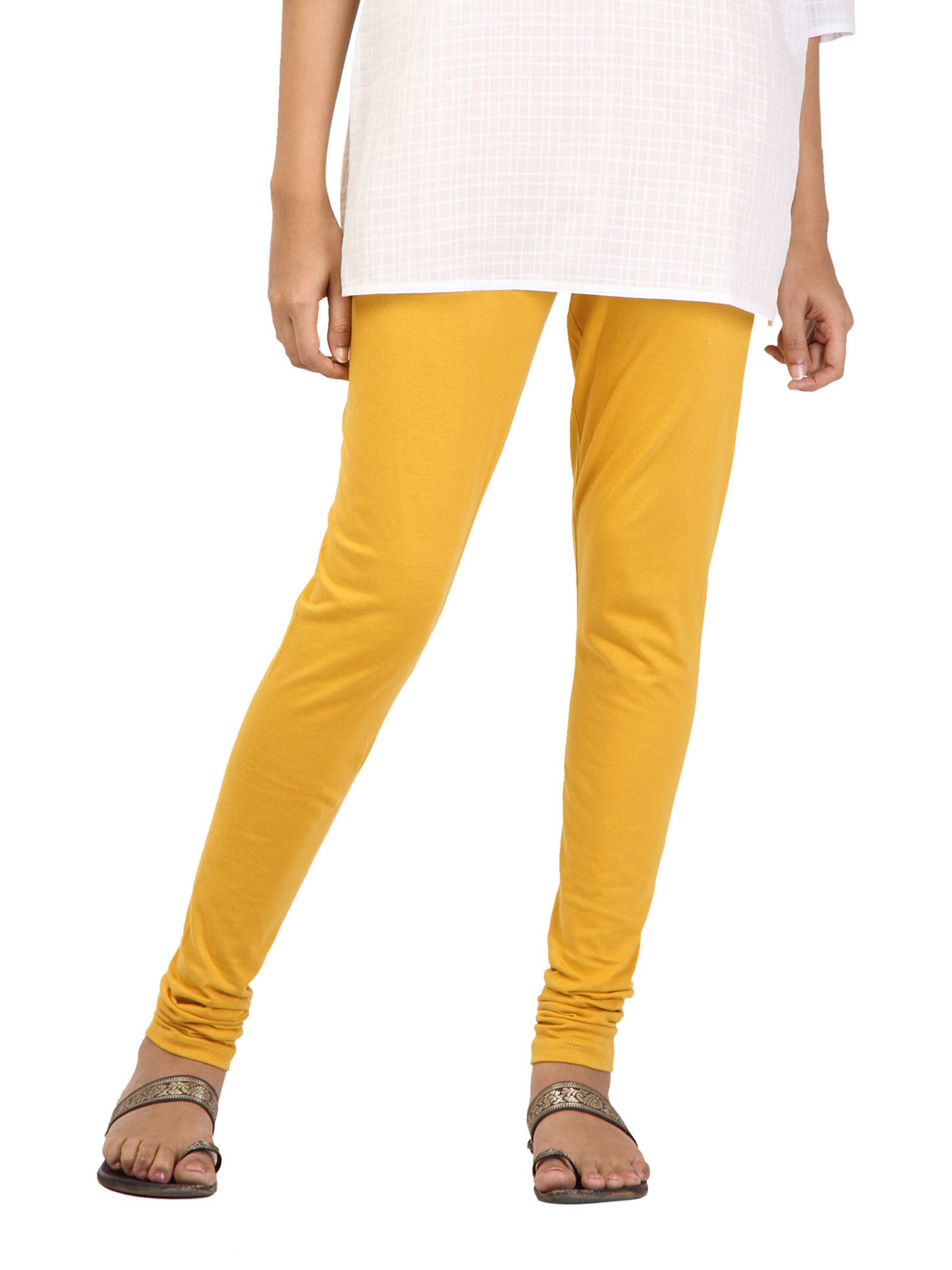 Aurelia Women Solid Yellow Leggings