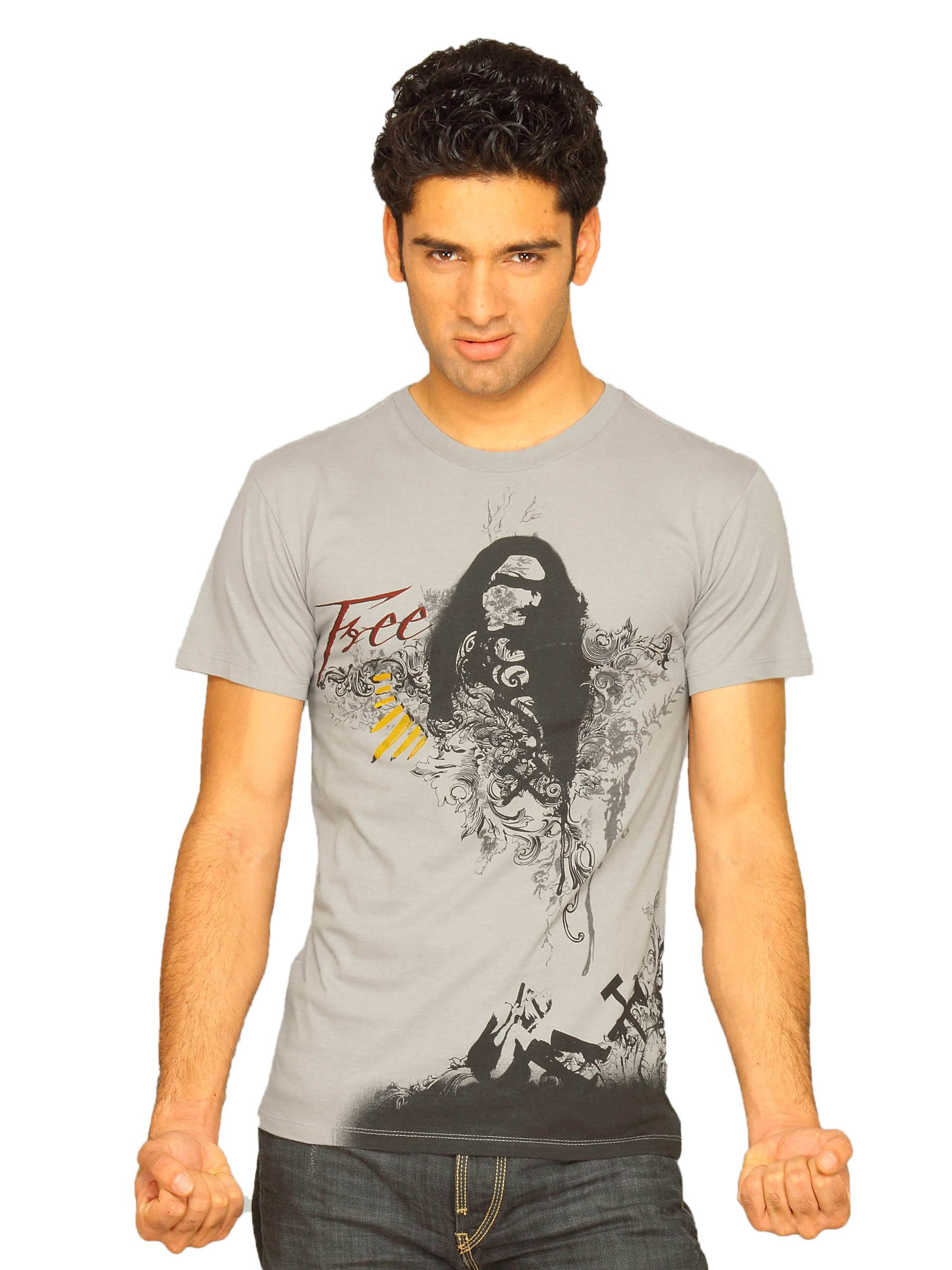 Free Authority Men's Foil Washed Grey T-shirt