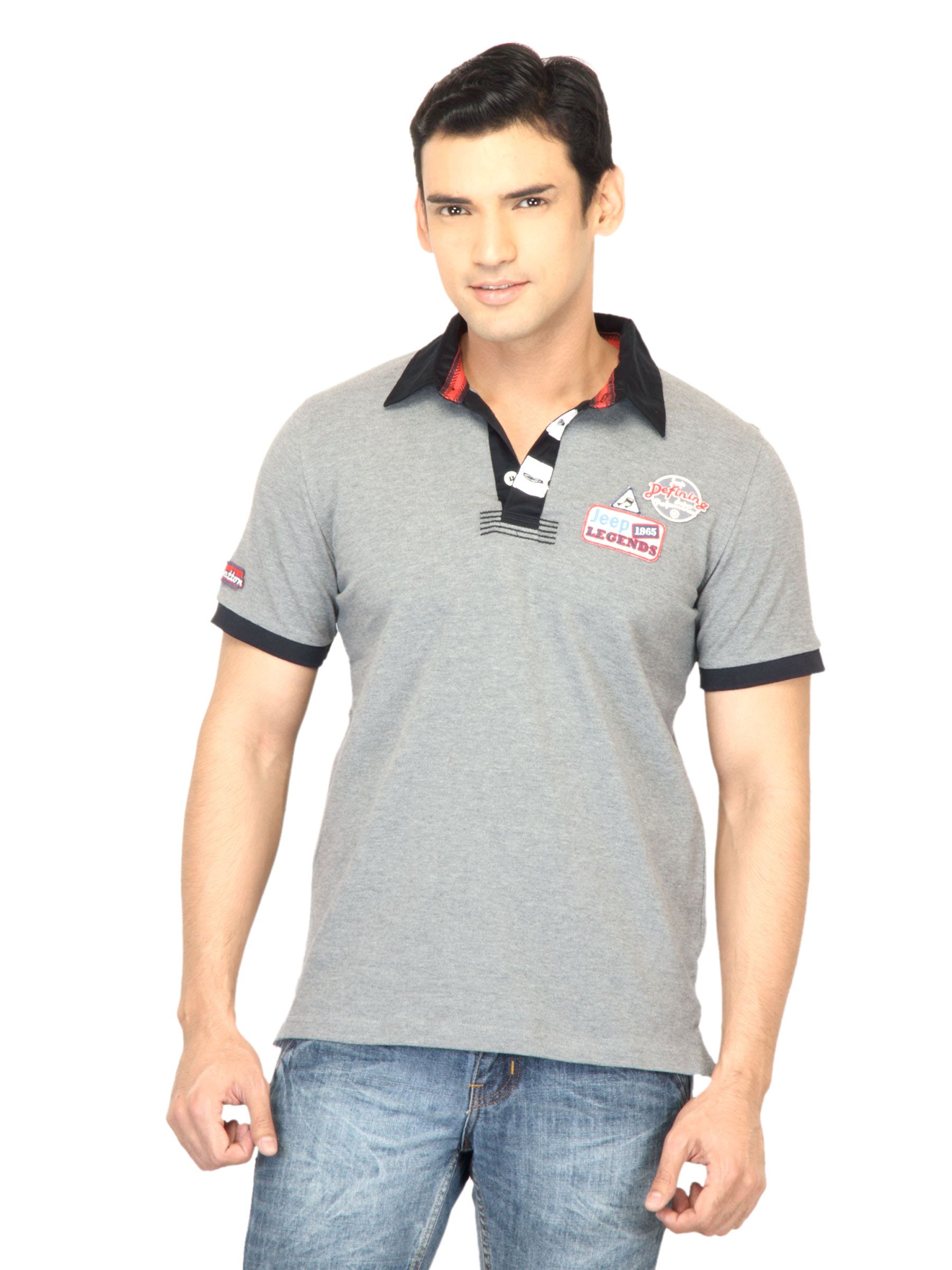 United Colors of Benetton Men Grey Polo Tshirt