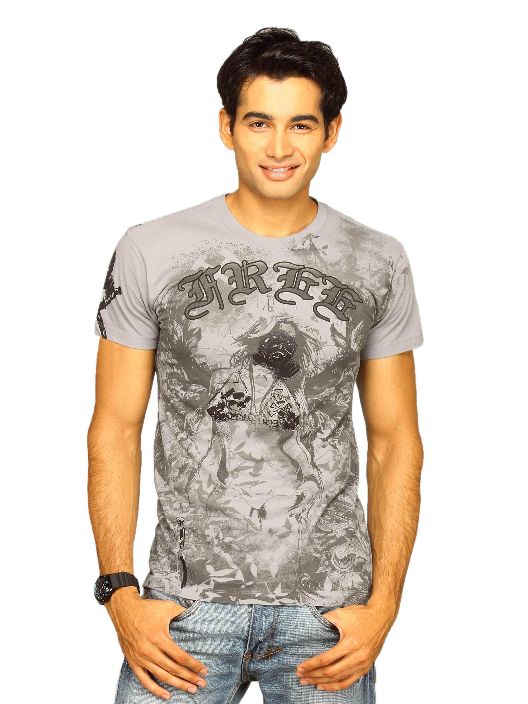 Free Authority Men's Masked Angel Washed Grey T-shirt