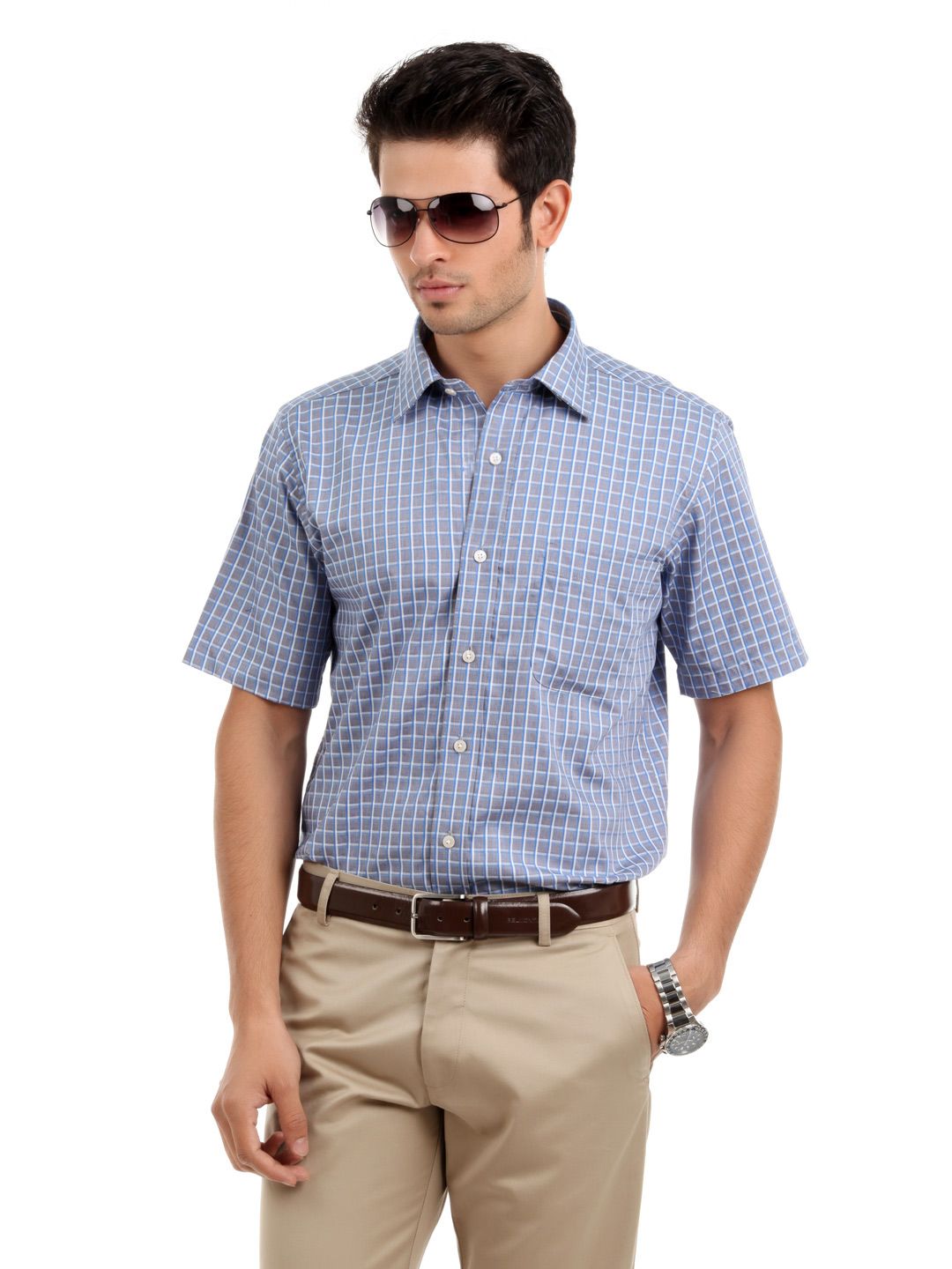 Arrow Men Grey Check Slim Fit Shirt