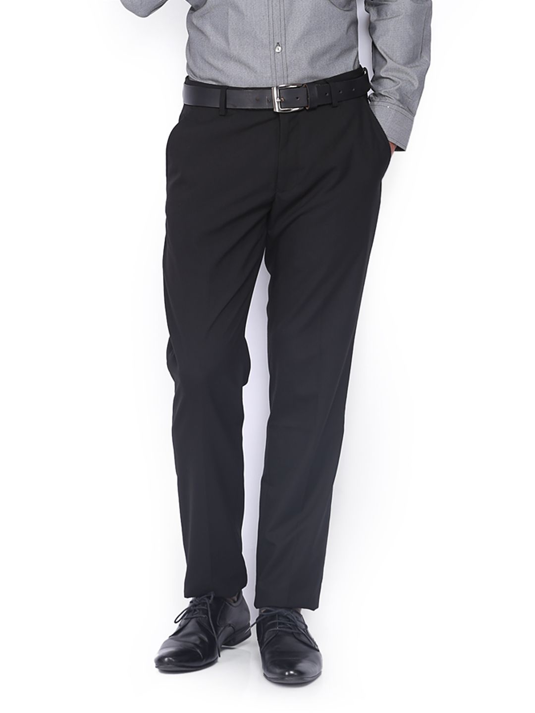 Buy Black Coffee Men Black Regular Slim Fit Formal Trousers - 367 ...