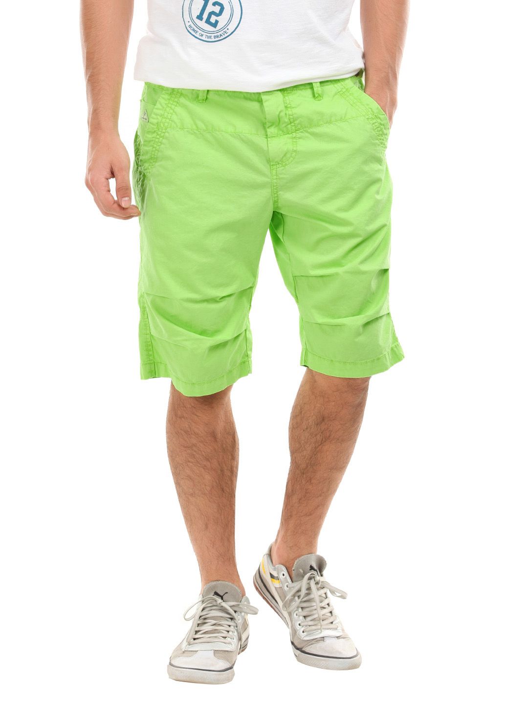 Buy Breakbounce Men Neon Green Raver Chino Shorts - 303 - Apparel for ...