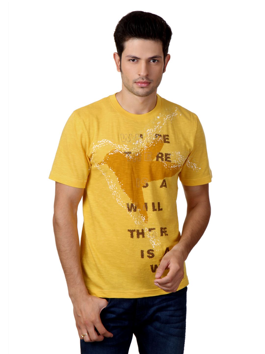 Do u speak green Men Yellow T-shirt
