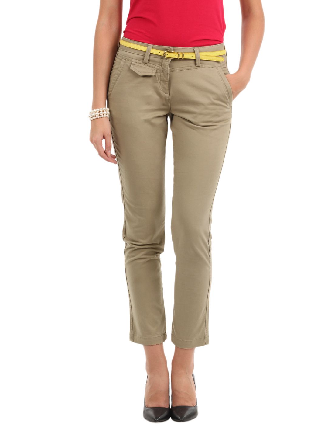 Elle Women Khaki Trousers