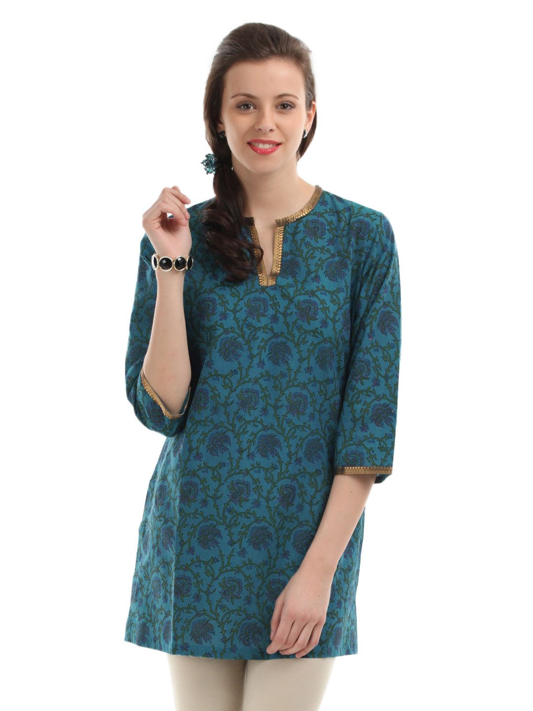 Fabindia Women Blue Printed Kurti