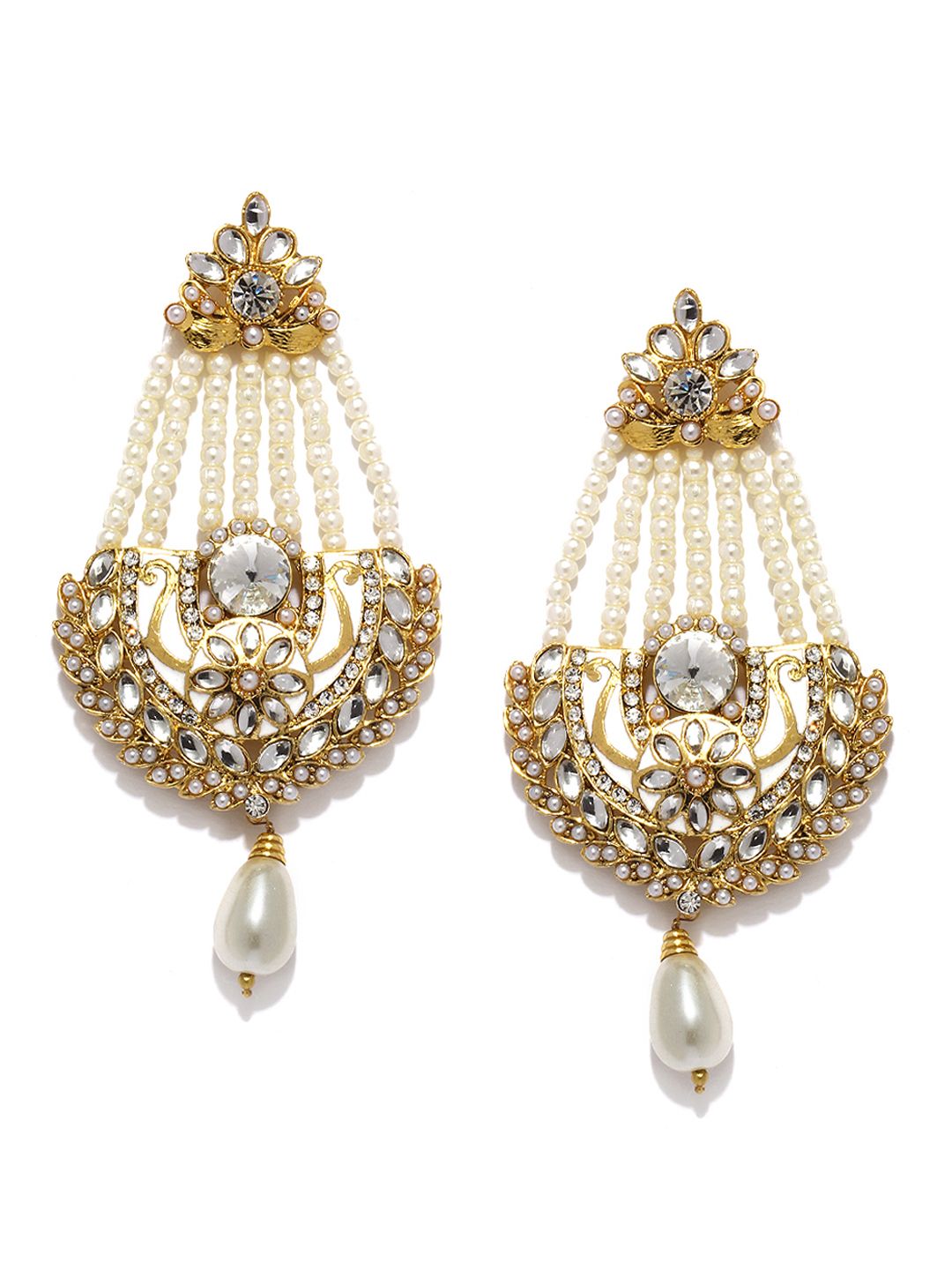Buy Fida White & Gold Toned Drop Earrings - 416 - Accessories for Women ...