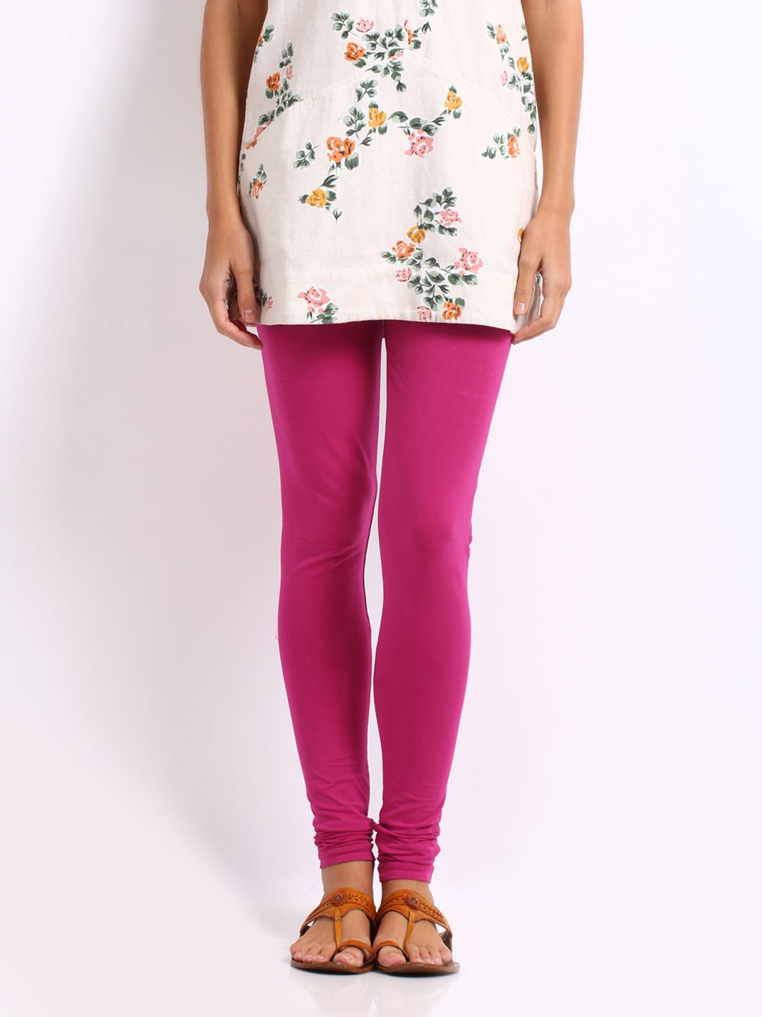 Go Colours Pink Churidar Leggings For Women 816045 Go Colors