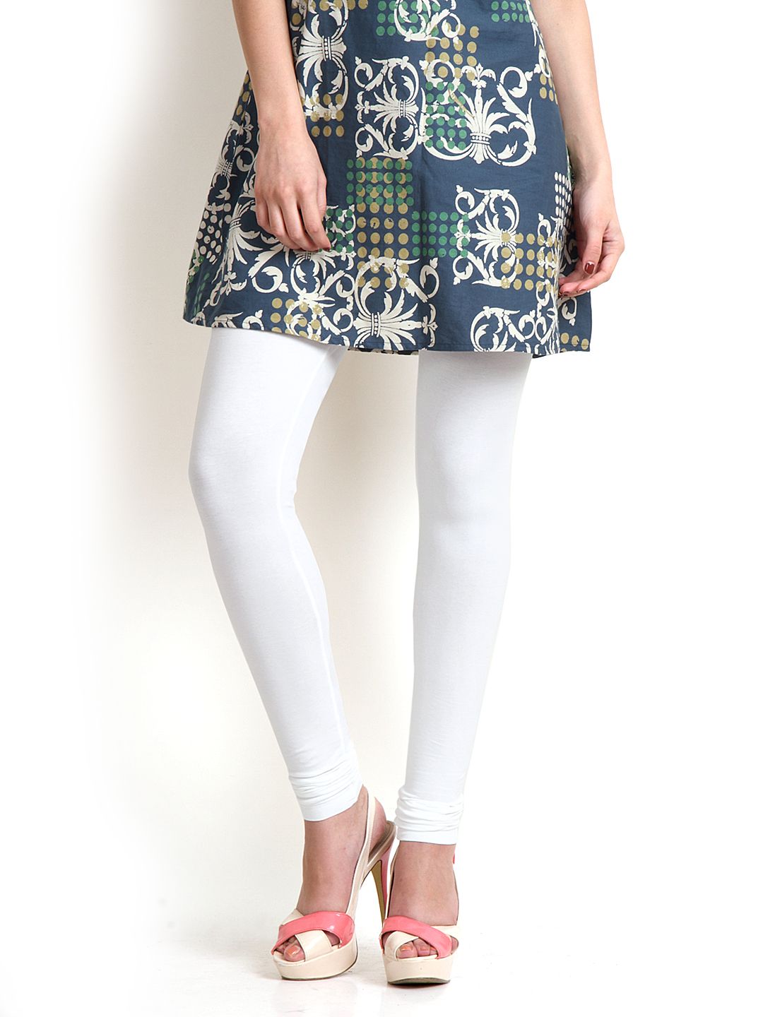 Go Colors Women White Solid Churidar Length Leggings-picture-37