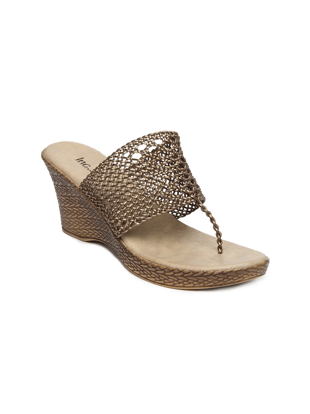Buy Inc 5 Women Antique Gold Toned Sandals - 445 - Footwear for Women ...