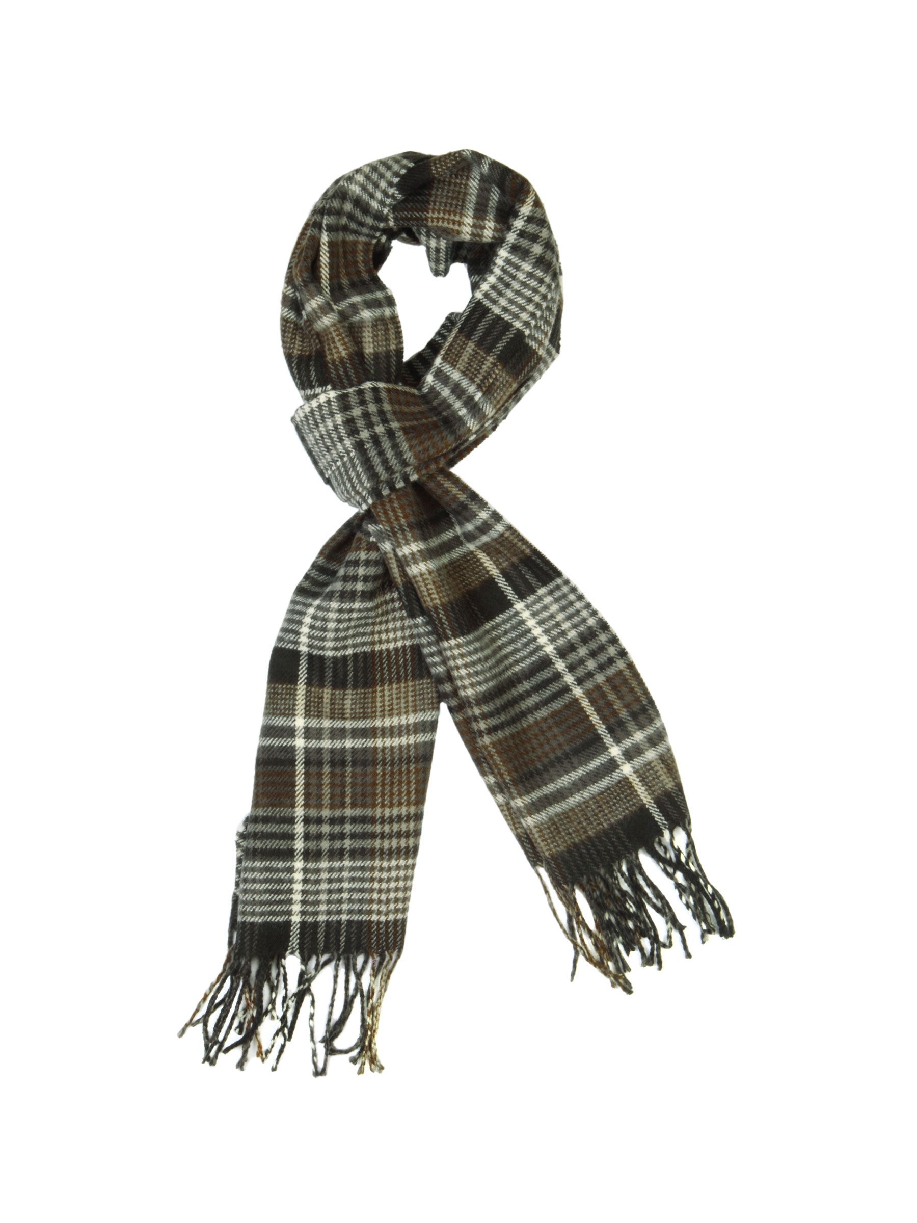 Lino Perros Men Grey Check Scarf