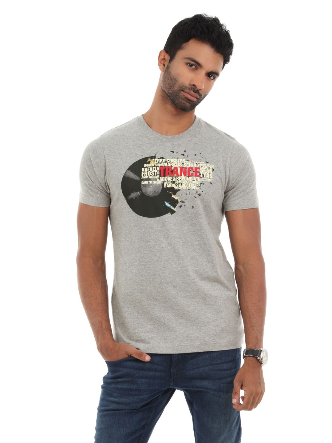 Myntra Men Grey Printed T-shirt